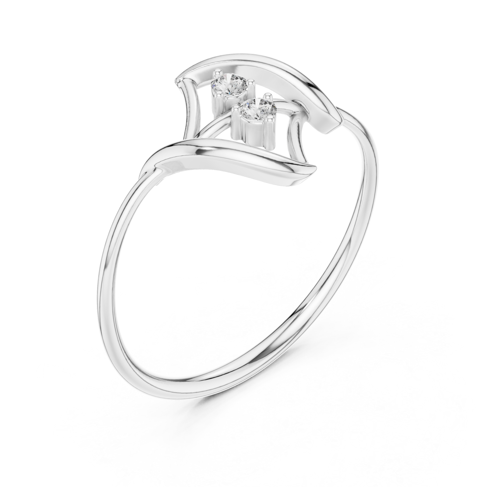  White Gold Infinite Whisper Duo Sparkle Bypass Ring Right View