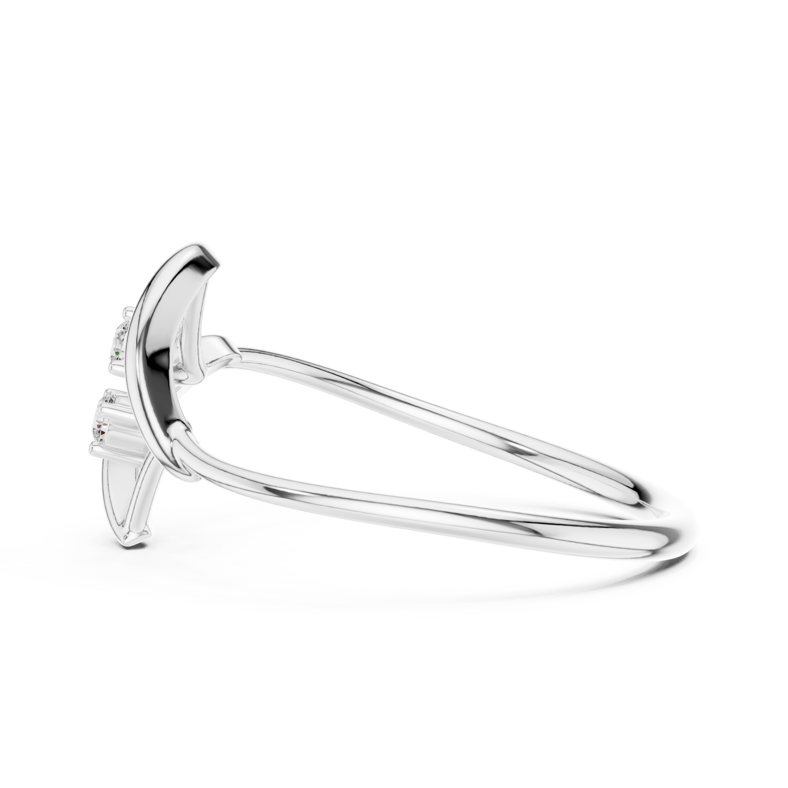  White Gold Infinite Whisper Duo Sparkle Bypass Ring Side View