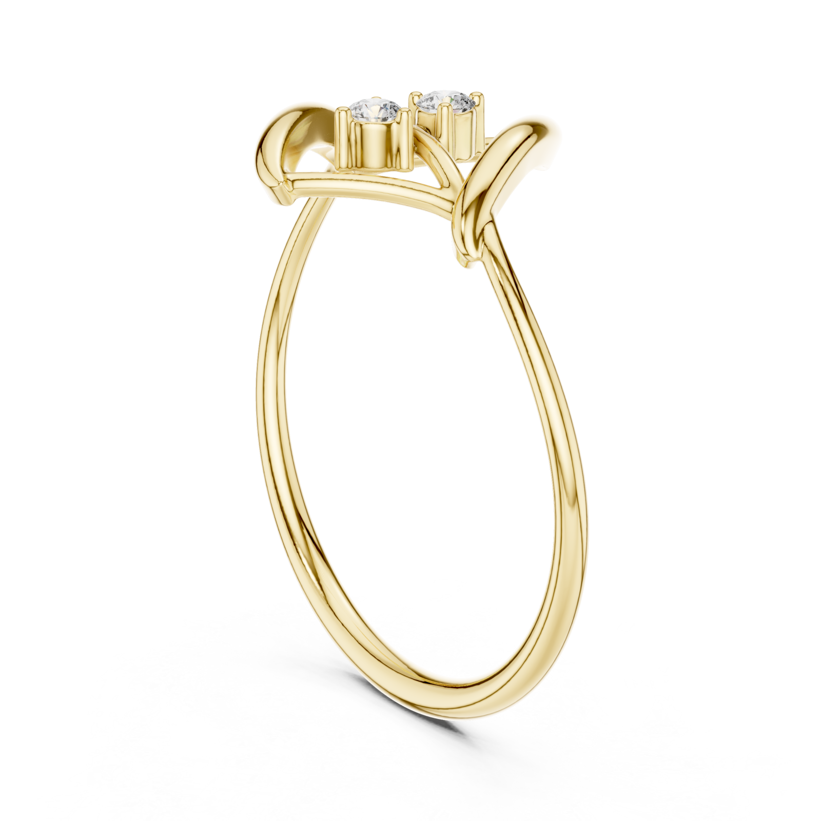  Gold Infinite Whisper Duo Sparkle Bypass Ring Left View