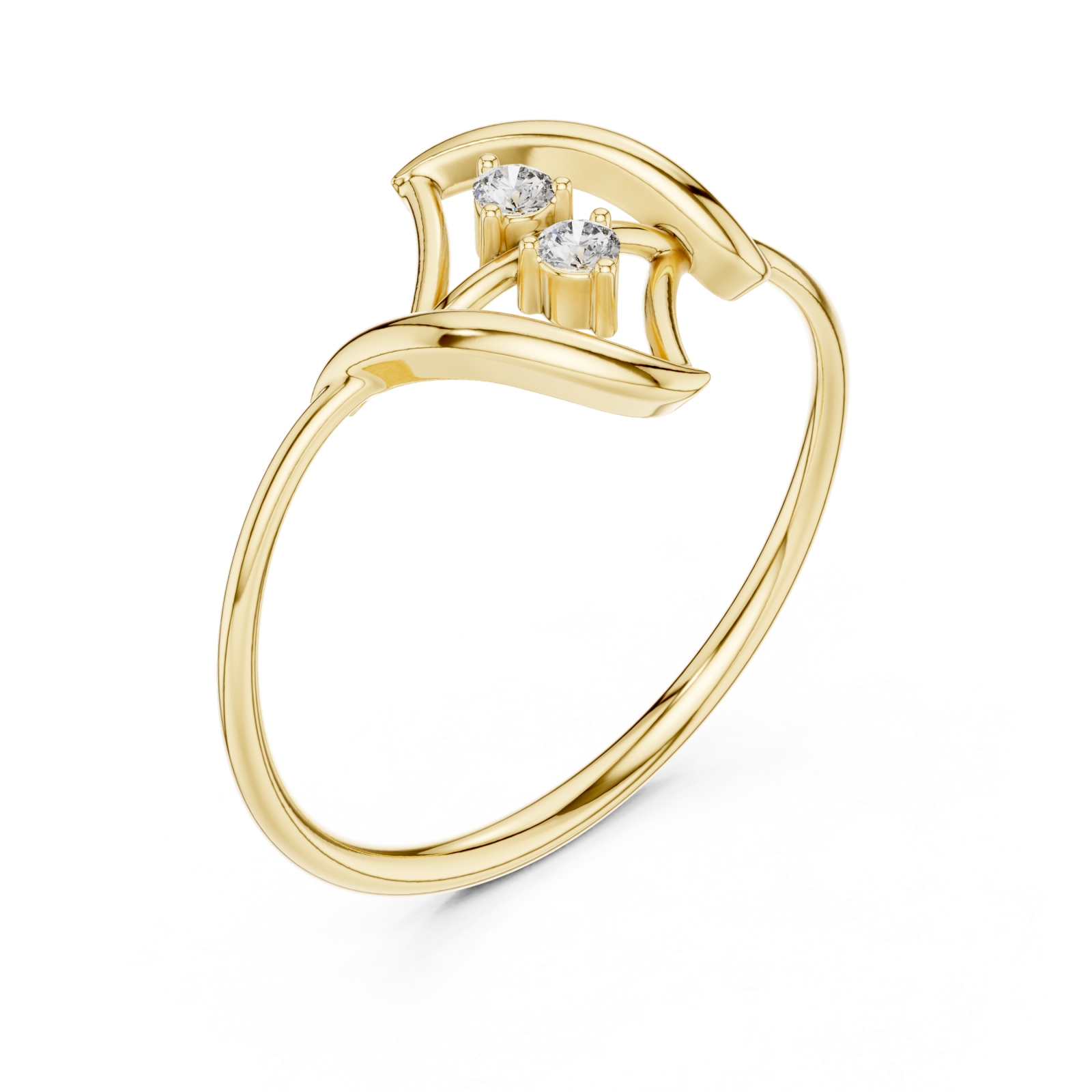 Gold Infinite Whisper Duo Sparkle Bypass Ring Right View