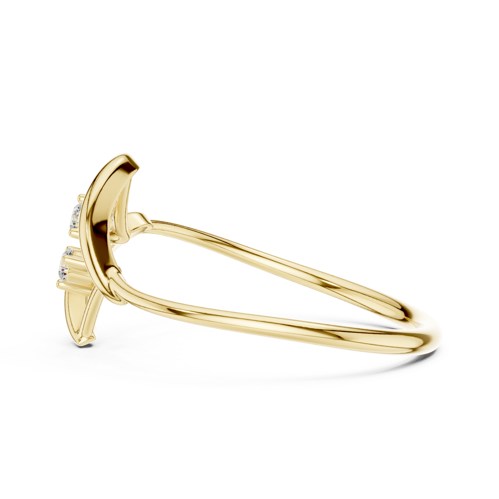  Gold Infinite Whisper Duo Sparkle Bypass Ring Side View