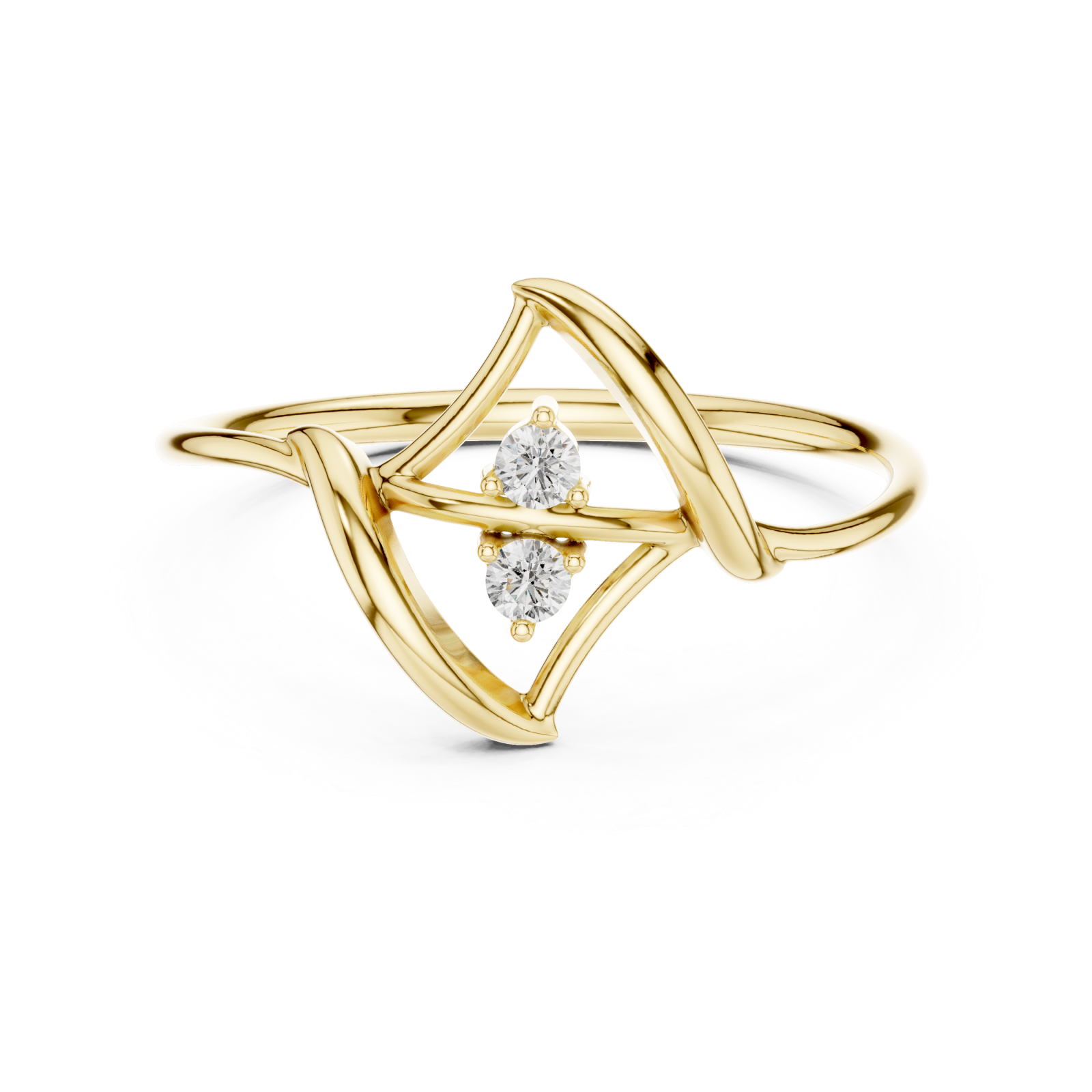  Gold Infinite Whisper Duo Sparkle Bypass Ring Front View