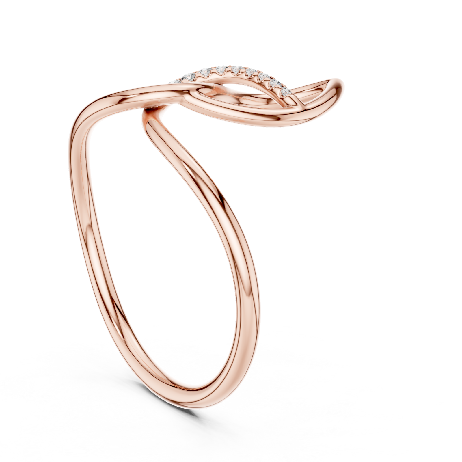  Rose Gold Whisper of Grace Petal Ring Left View