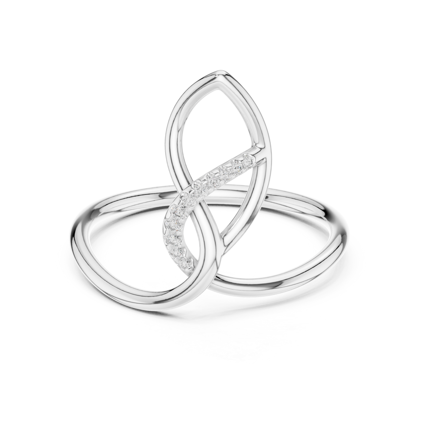  White Gold Whisper of Grace Petal Ring Front View