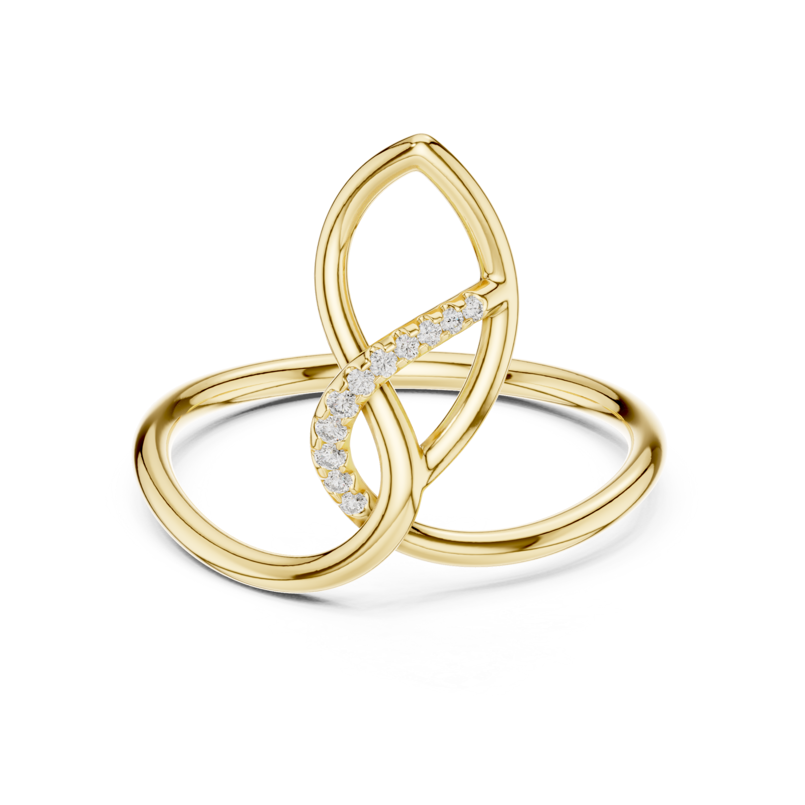  Gold Whisper of Grace Petal Ring Front View