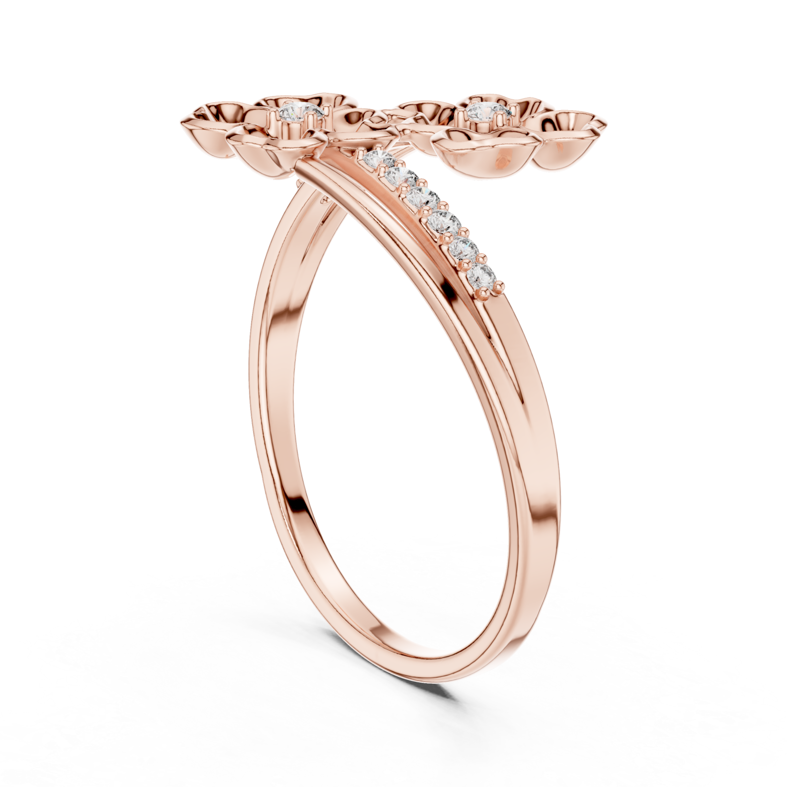  Rose Gold Springtime Blossom Grace Band Left View