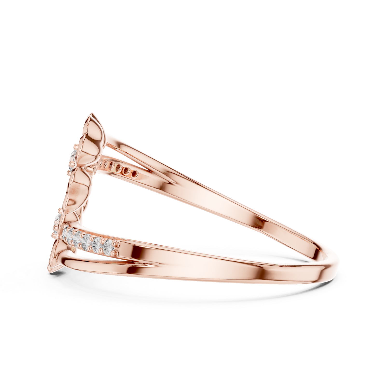  Rose Gold Springtime Blossom Grace Band Side View