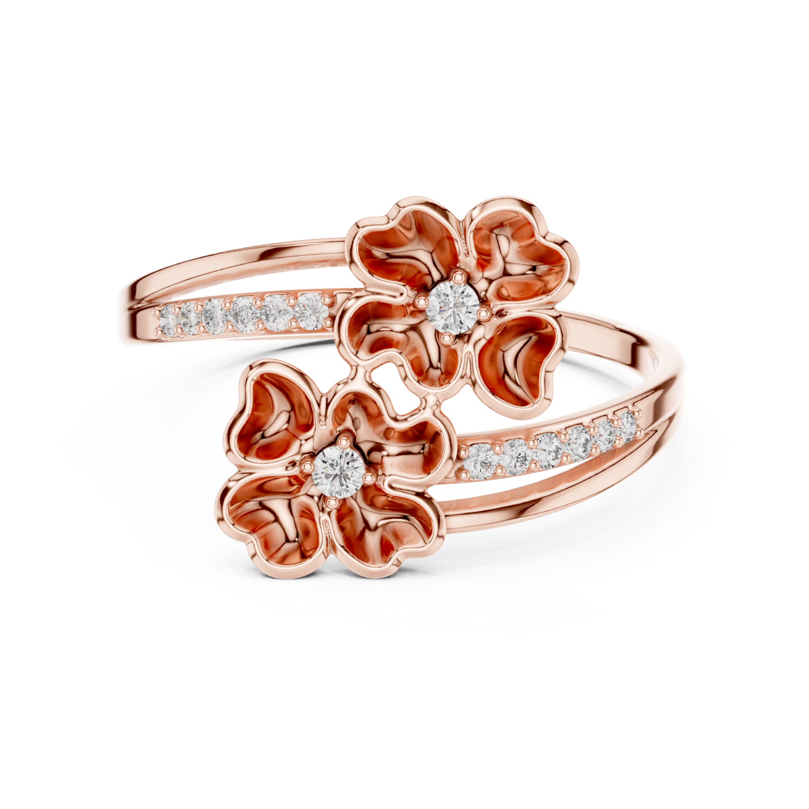  Rose Gold Springtime Blossom Grace Band Front View