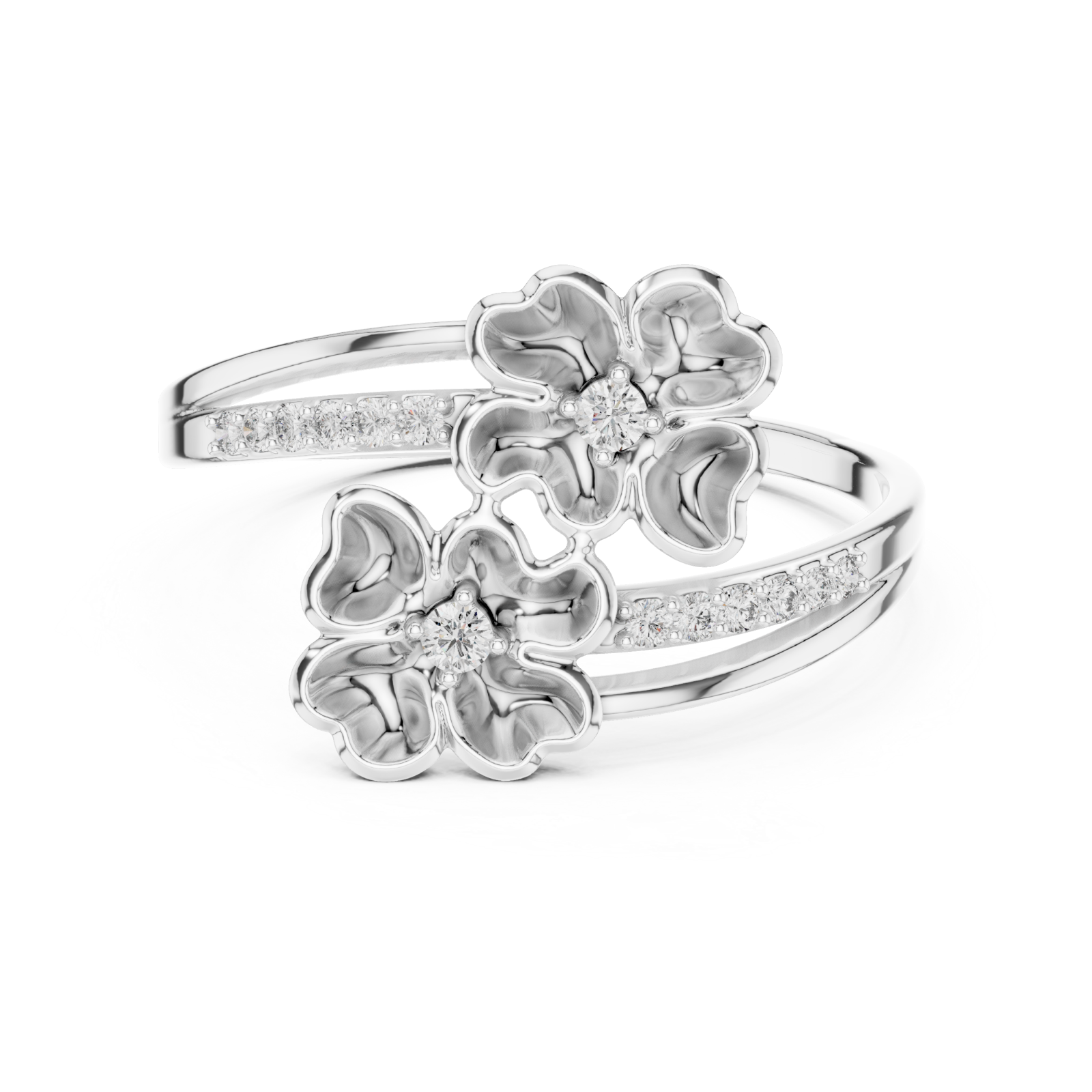  White Gold Springtime Blossom Grace Band Front View