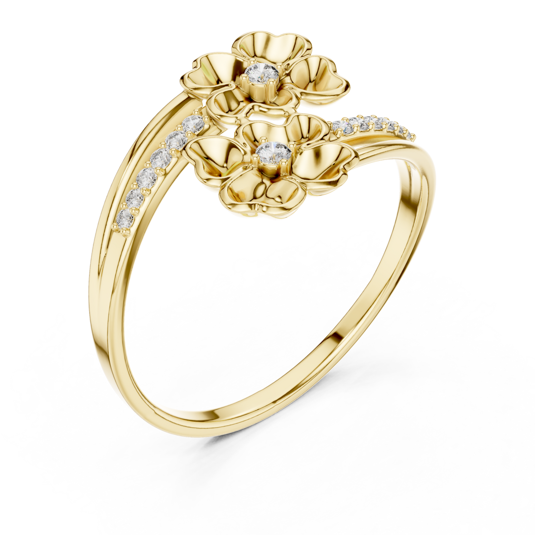 Gold Springtime Blossom Grace Band Right View