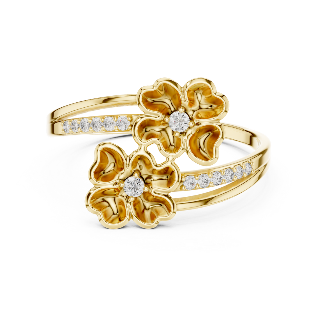 Gold Springtime Blossom Grace Band Right View
