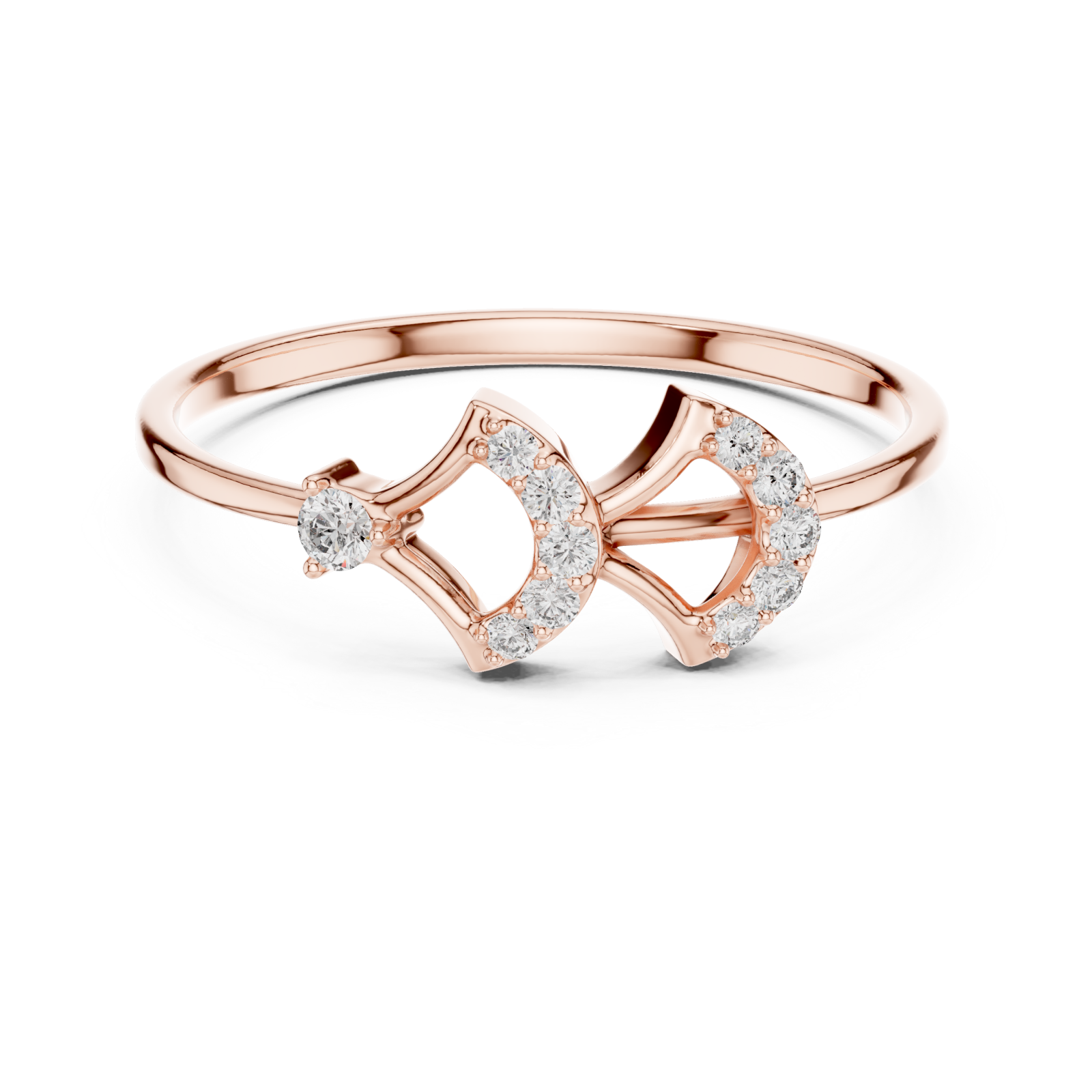  Rose Gold Radiant Allure Harmony Ring Front View
