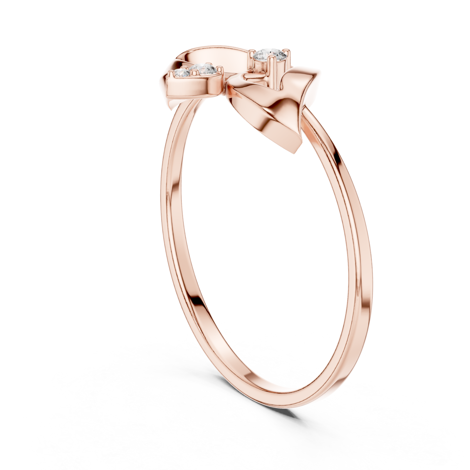  Rose Gold Dreamscape Whispering Petal Adornment Ring Left View