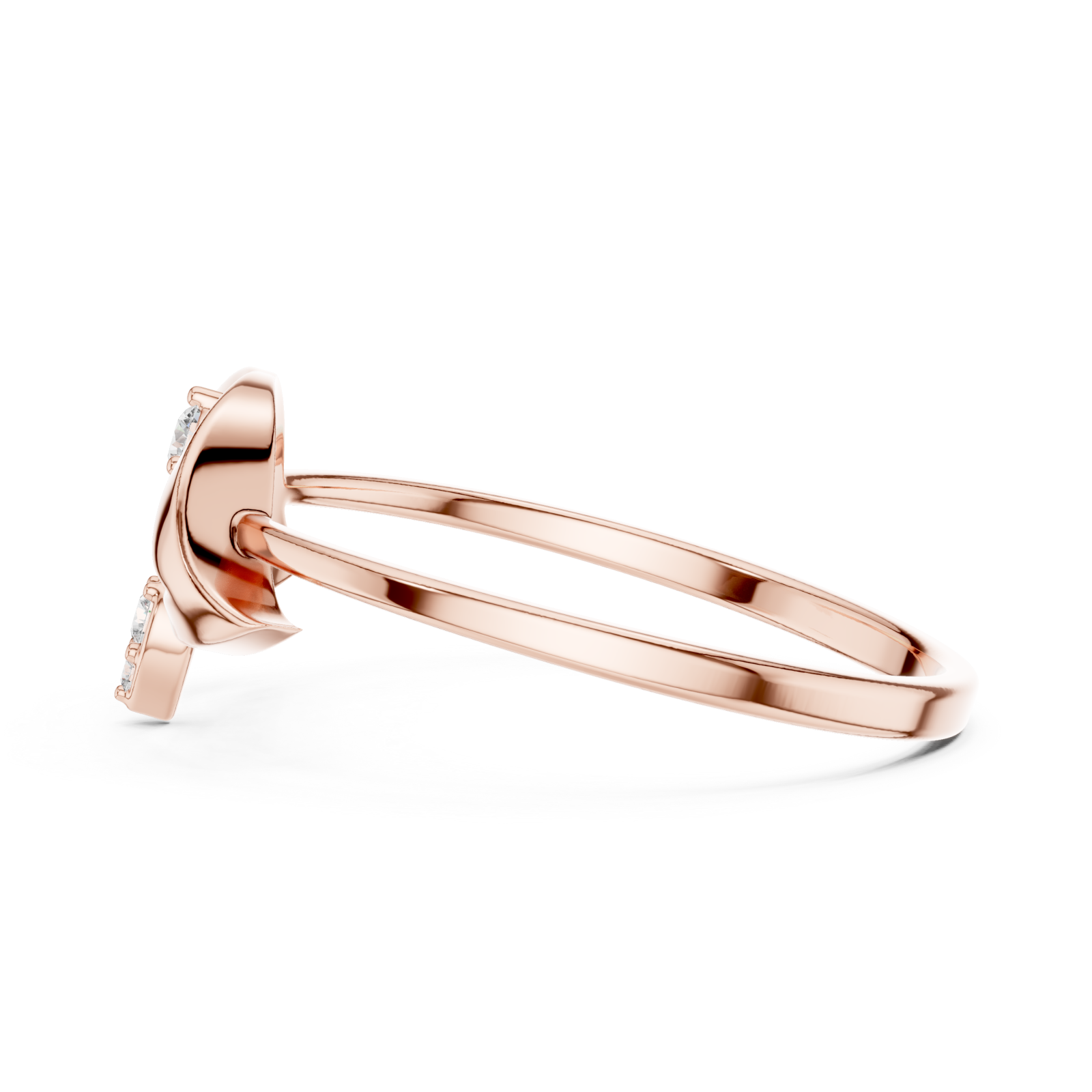  Rose Gold Dreamscape Whispering Petal Adornment Ring Side View