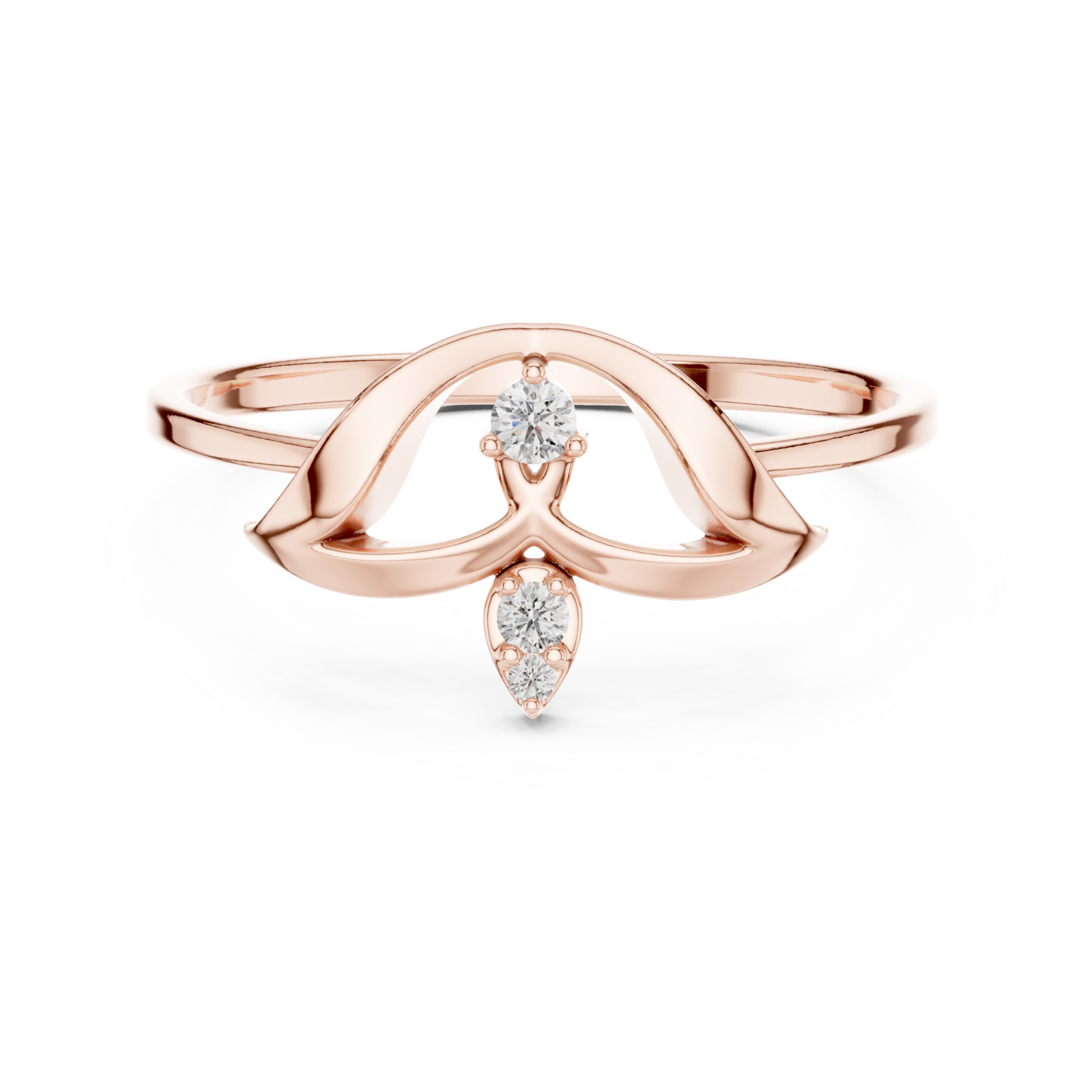  Rose Gold Dreamscape Whispering Petal Adornment Ring Front View