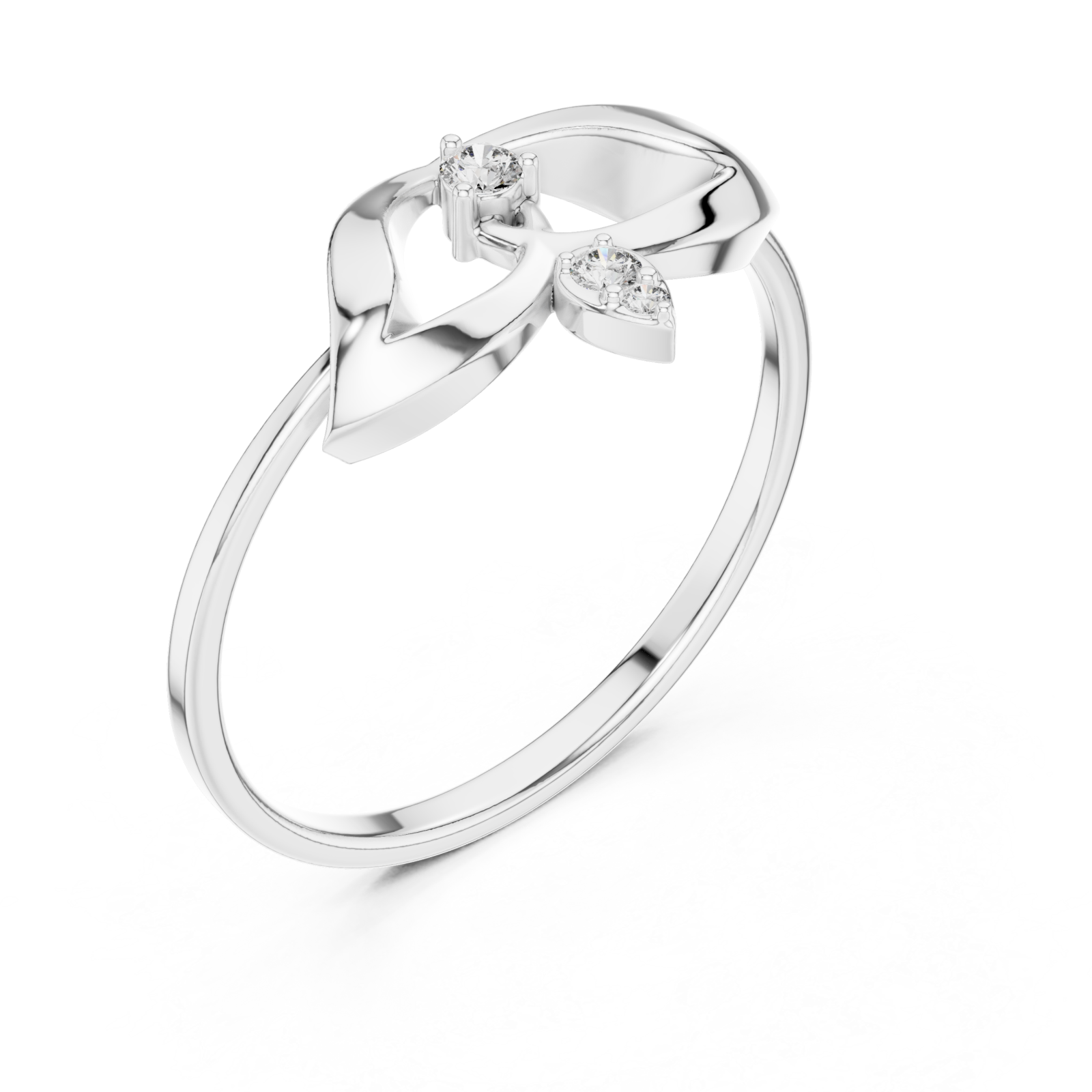  White Gold Dreamscape Whispering Petal Adornment Ring Right View