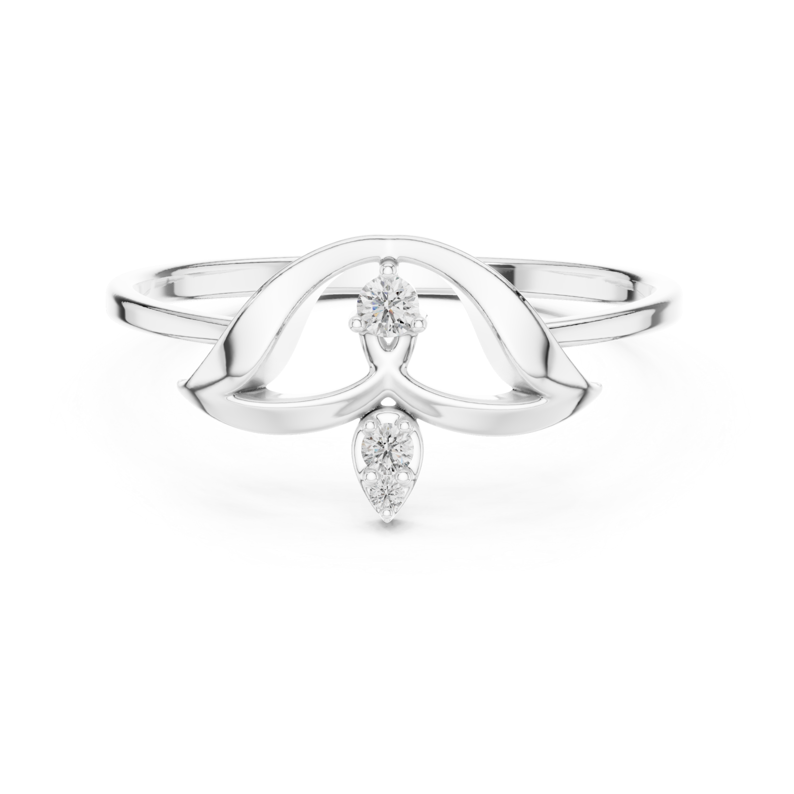  White Gold Dreamscape Whispering Petal Adornment Ring Front View