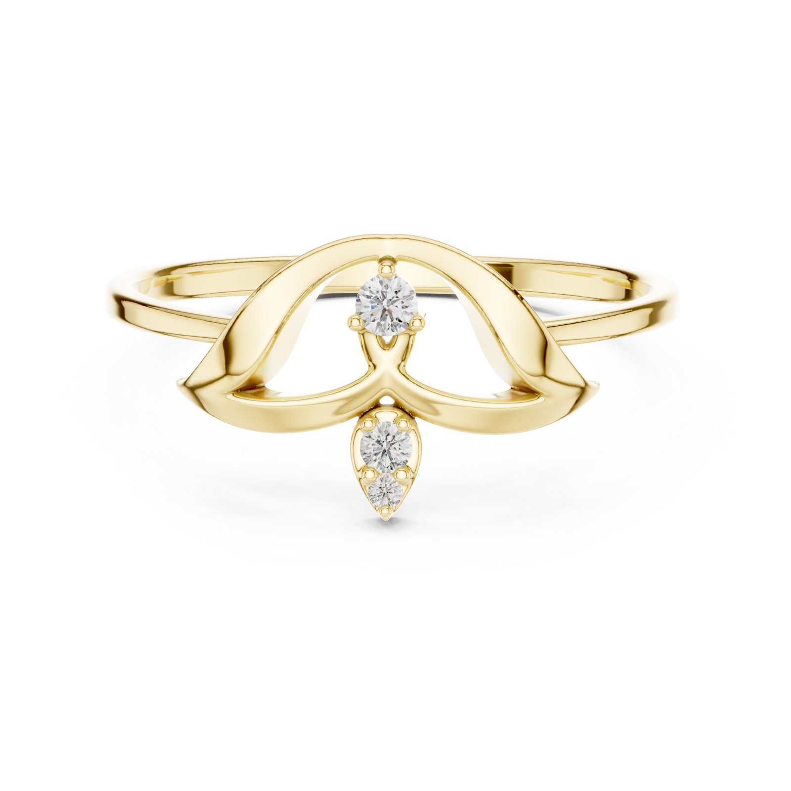  Gold Dreamscape Whispering Petal Adornment Ring Front View