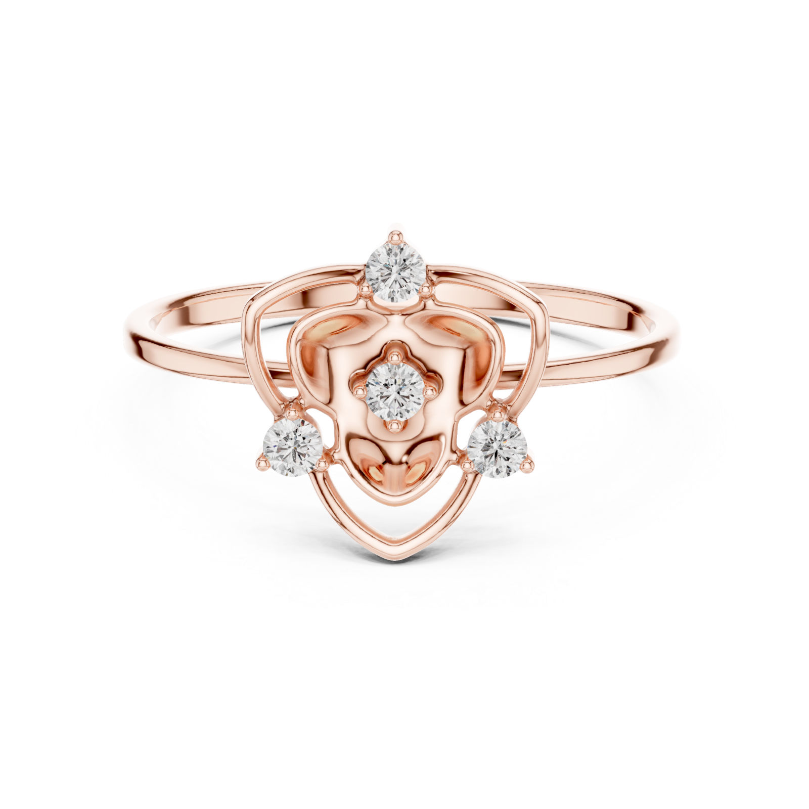  Rose Gold Enchanted Floral Halo Ring Front View