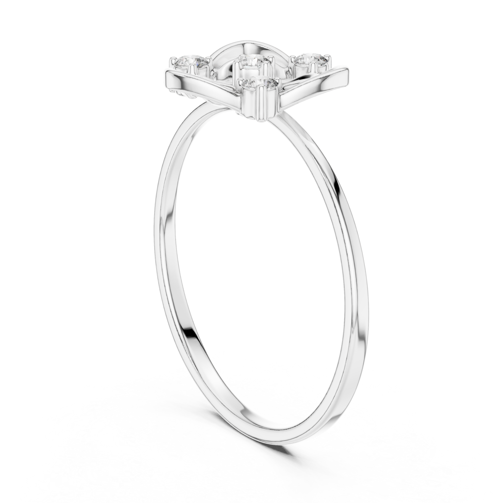  White Gold Enchanted Floral Halo Ring Left View