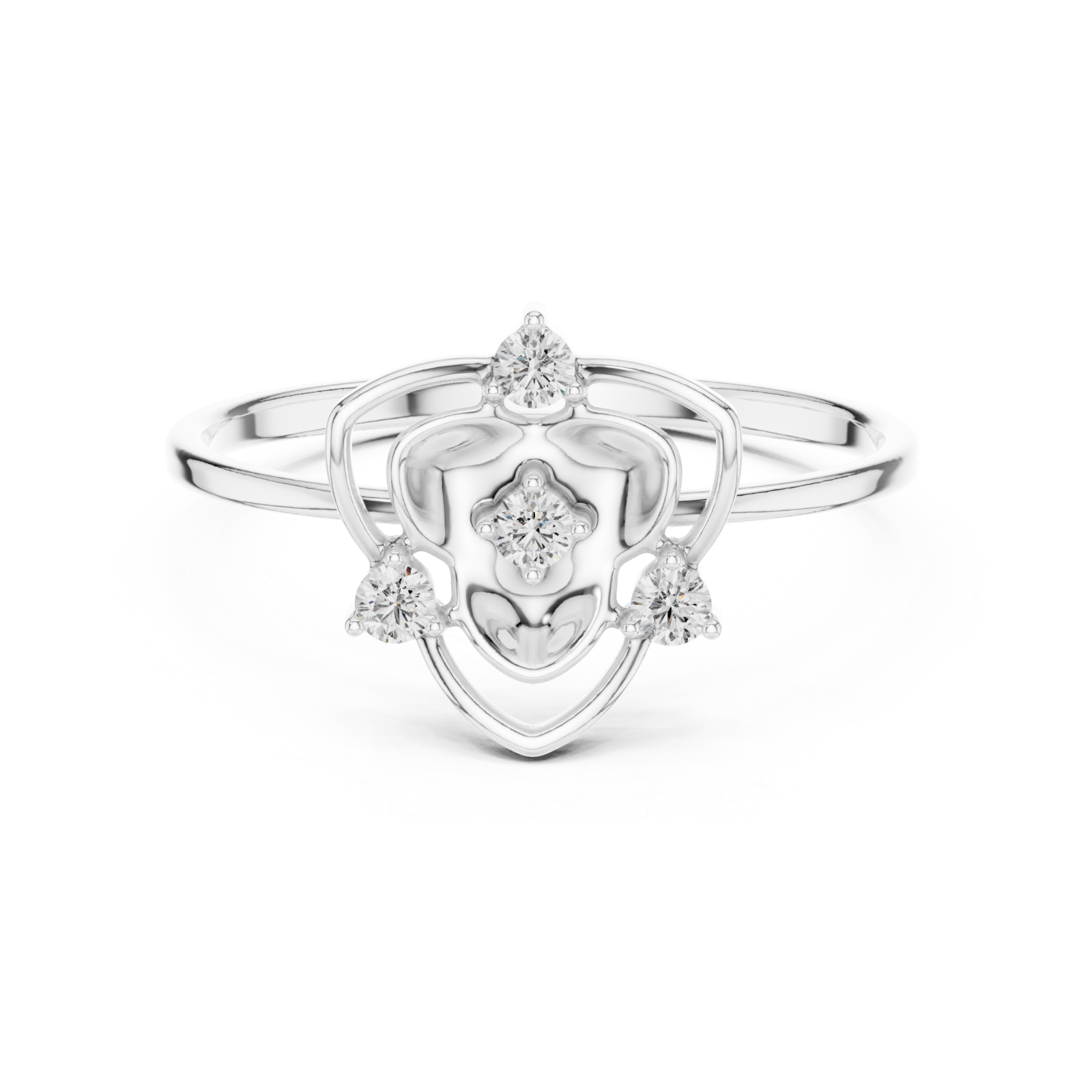  White Gold Enchanted Floral Halo Ring Front View