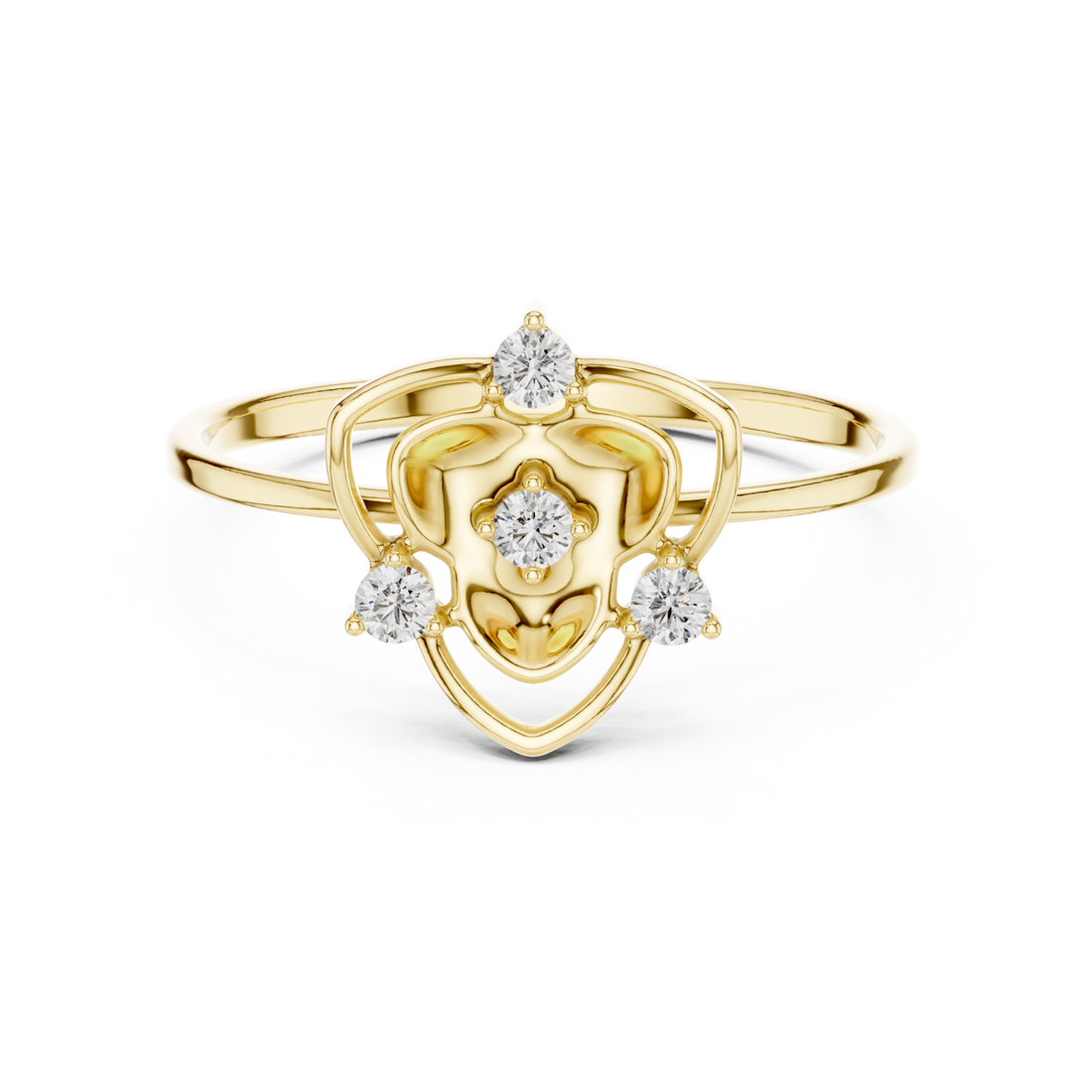 Gold Enchanted Floral Halo Ring Right View