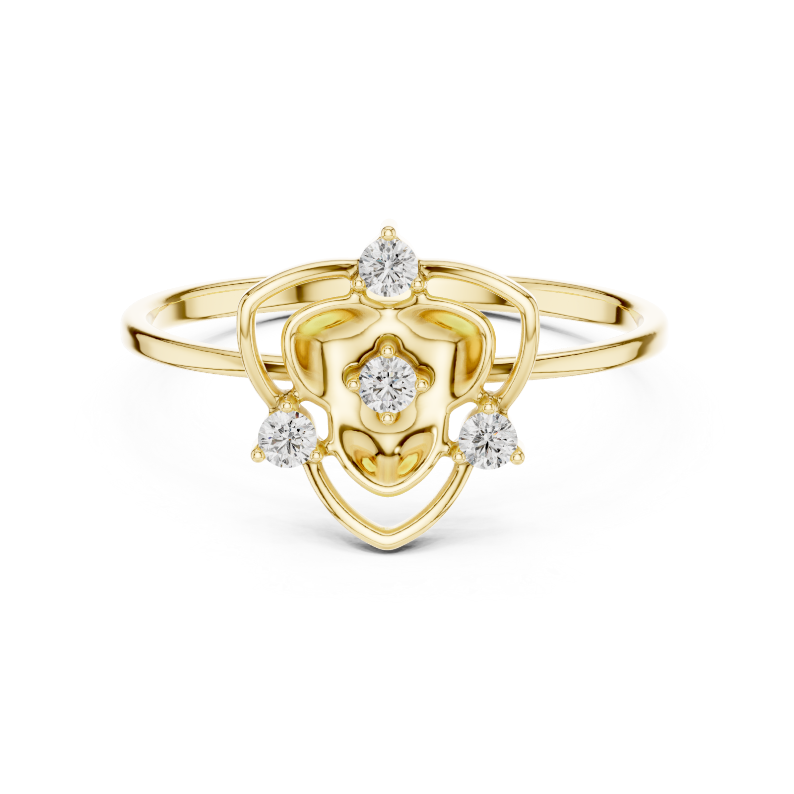  Gold Enchanted Floral Halo Ring Front View