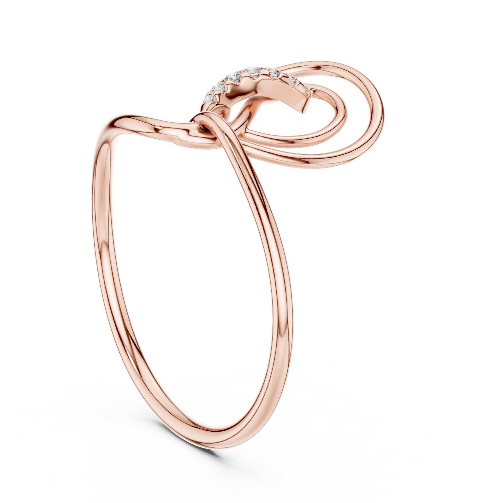  Rose Gold Whimsical Tied Grace Modern Ribbon Ring Left View