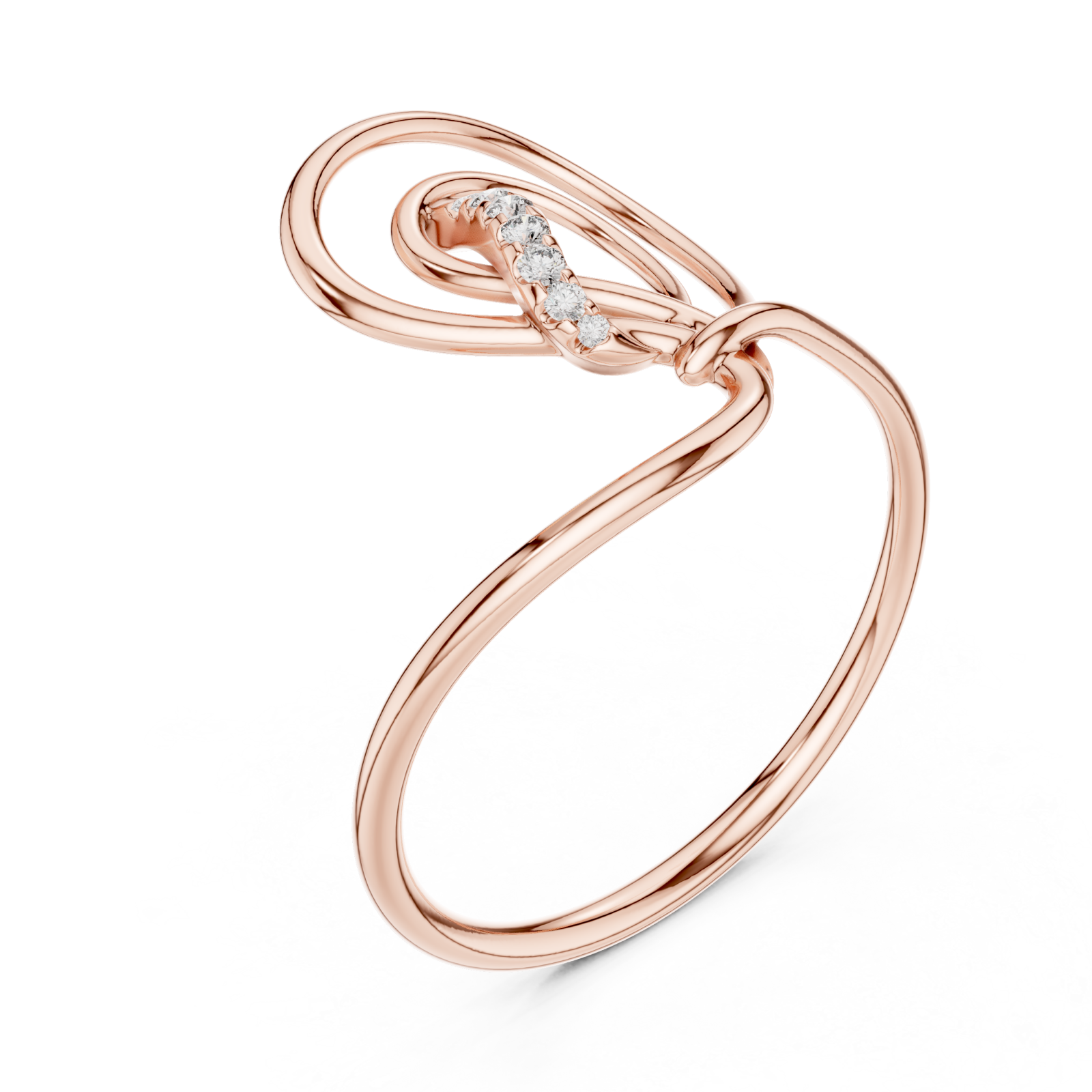  Rose Gold Whimsical Tied Grace Modern Ribbon Ring Right View
