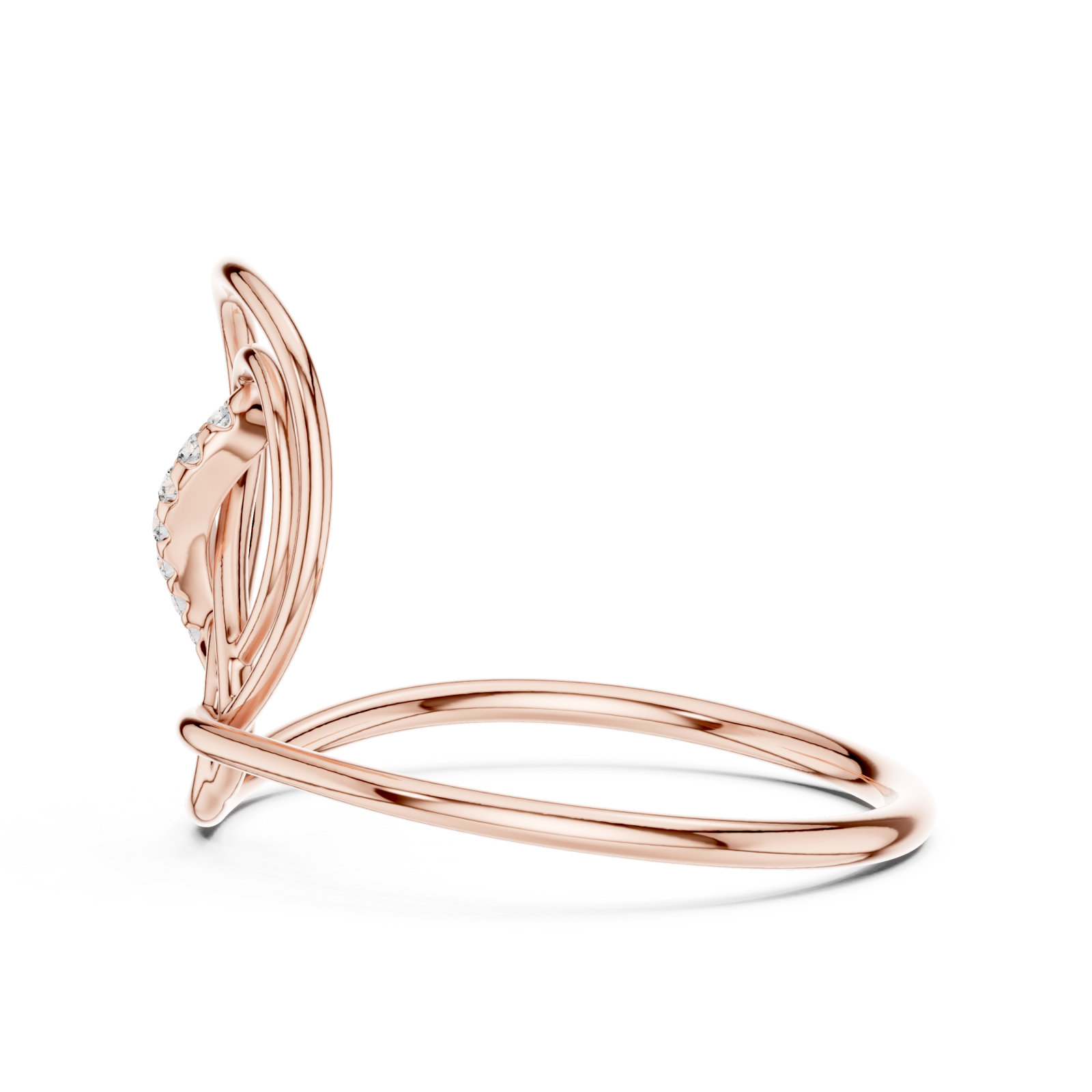  Rose Gold Whimsical Tied Grace Modern Ribbon Ring Side View