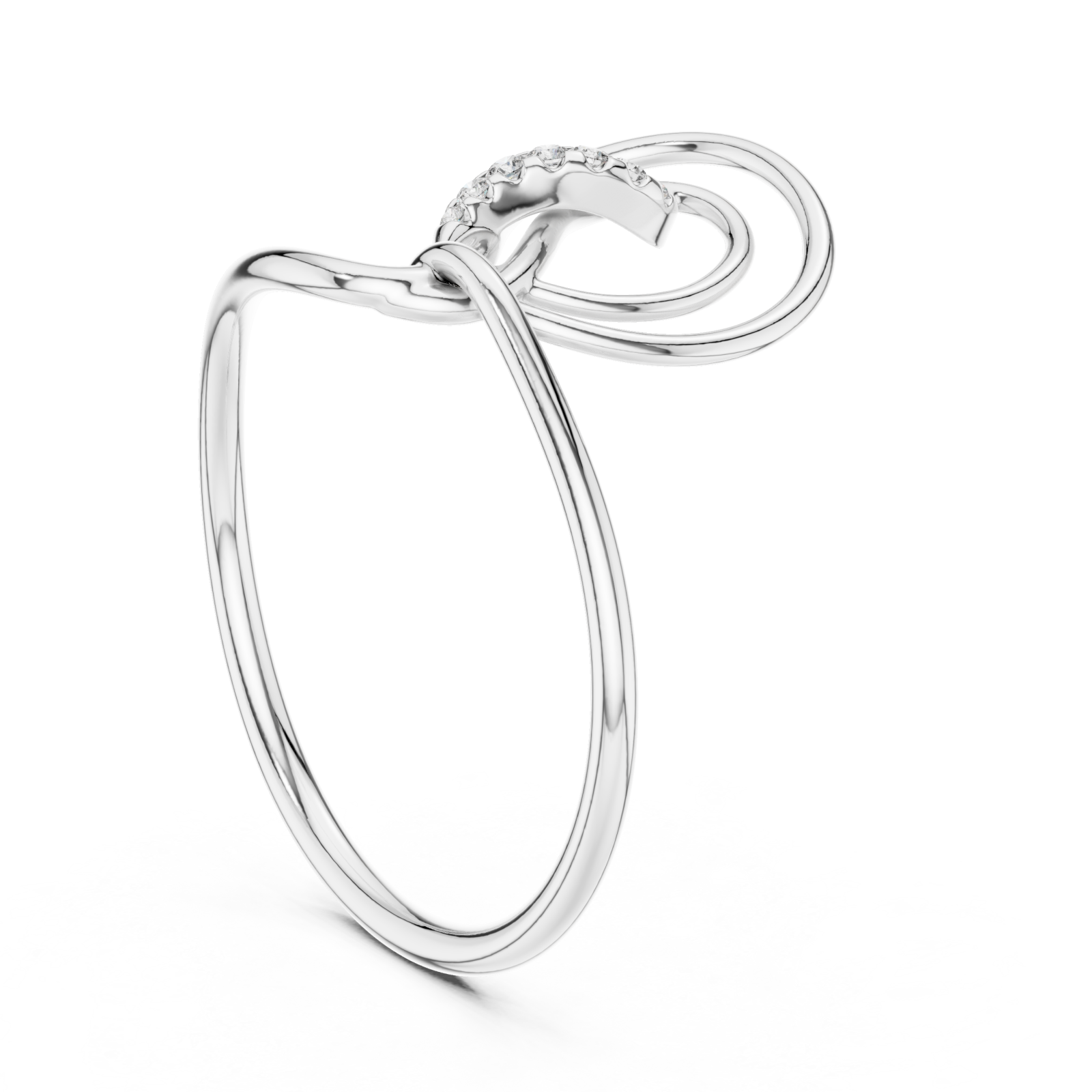  White Gold Whimsical Tied Grace Modern Ribbon Ring Left View
