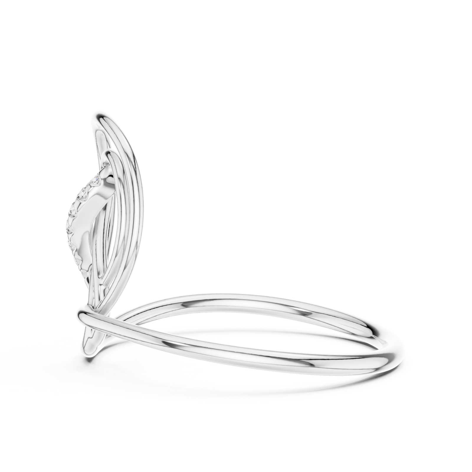  White Gold Whimsical Tied Grace Modern Ribbon Ring Side View