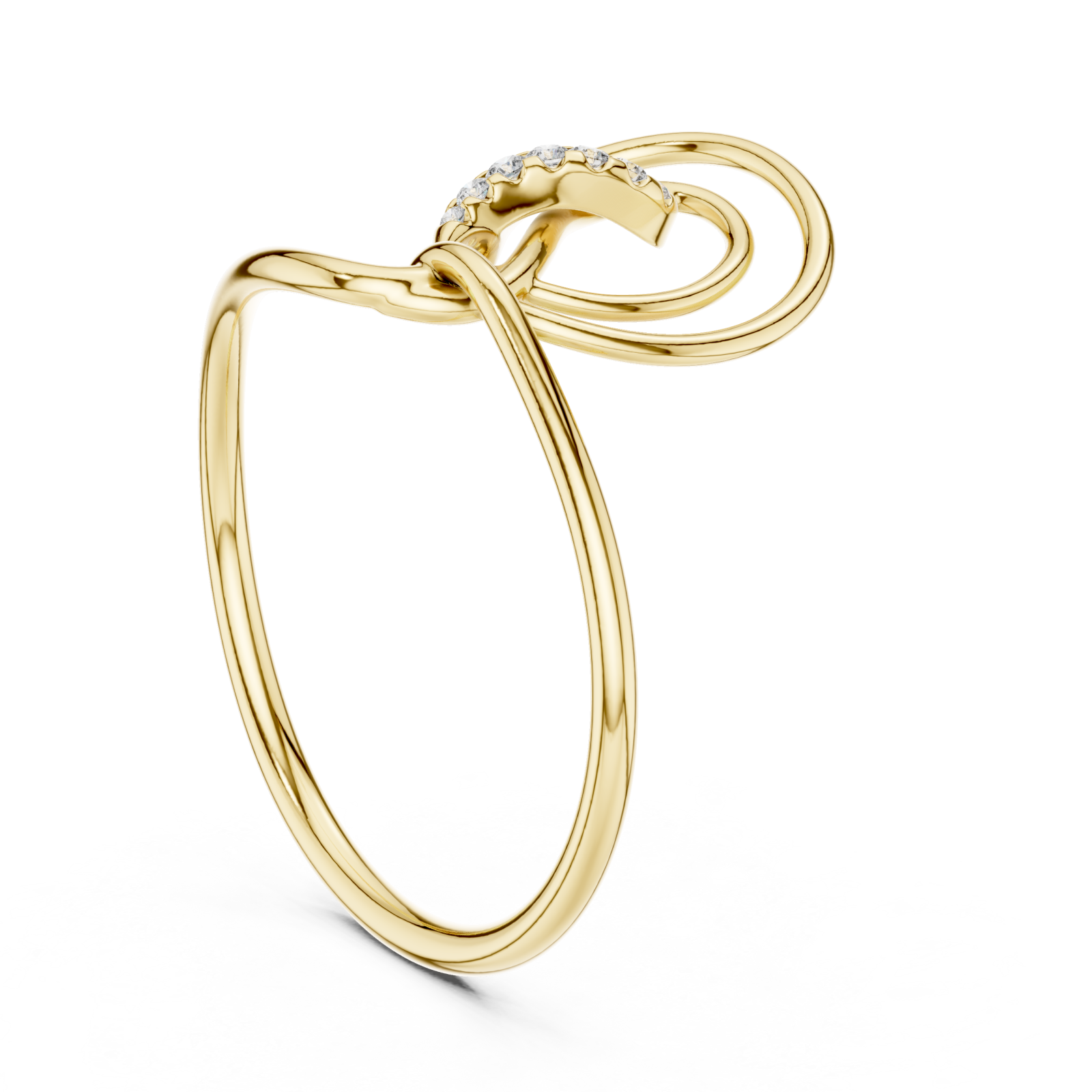  Gold Whimsical Tied Grace Modern Ribbon Ring Left View