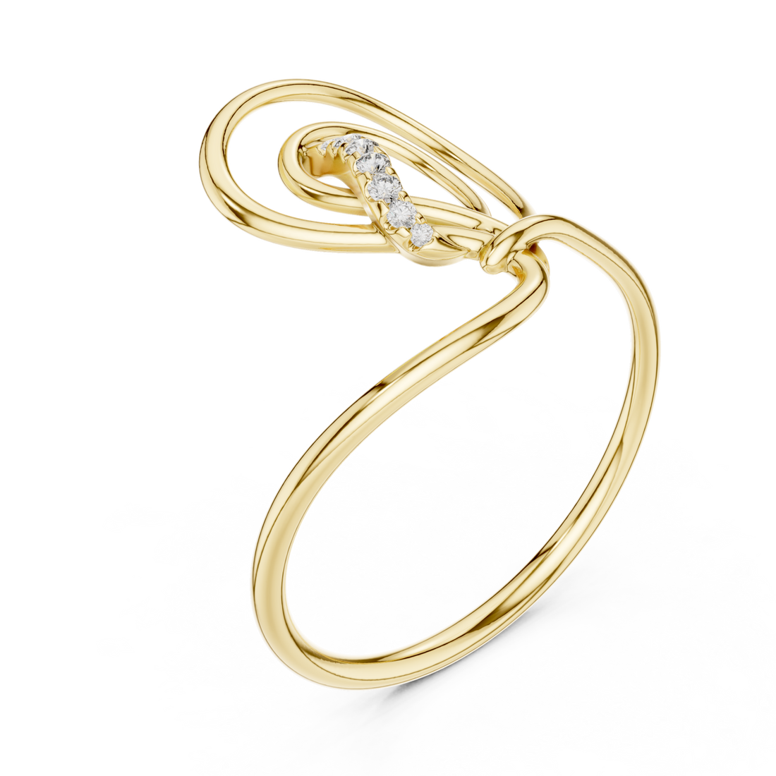 Gold Whimsical Tied Grace Modern Ribbon Ring Right View