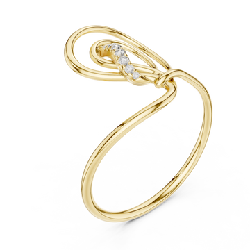 Gold Whimsical Tied Grace Modern Ribbon Ring Right View