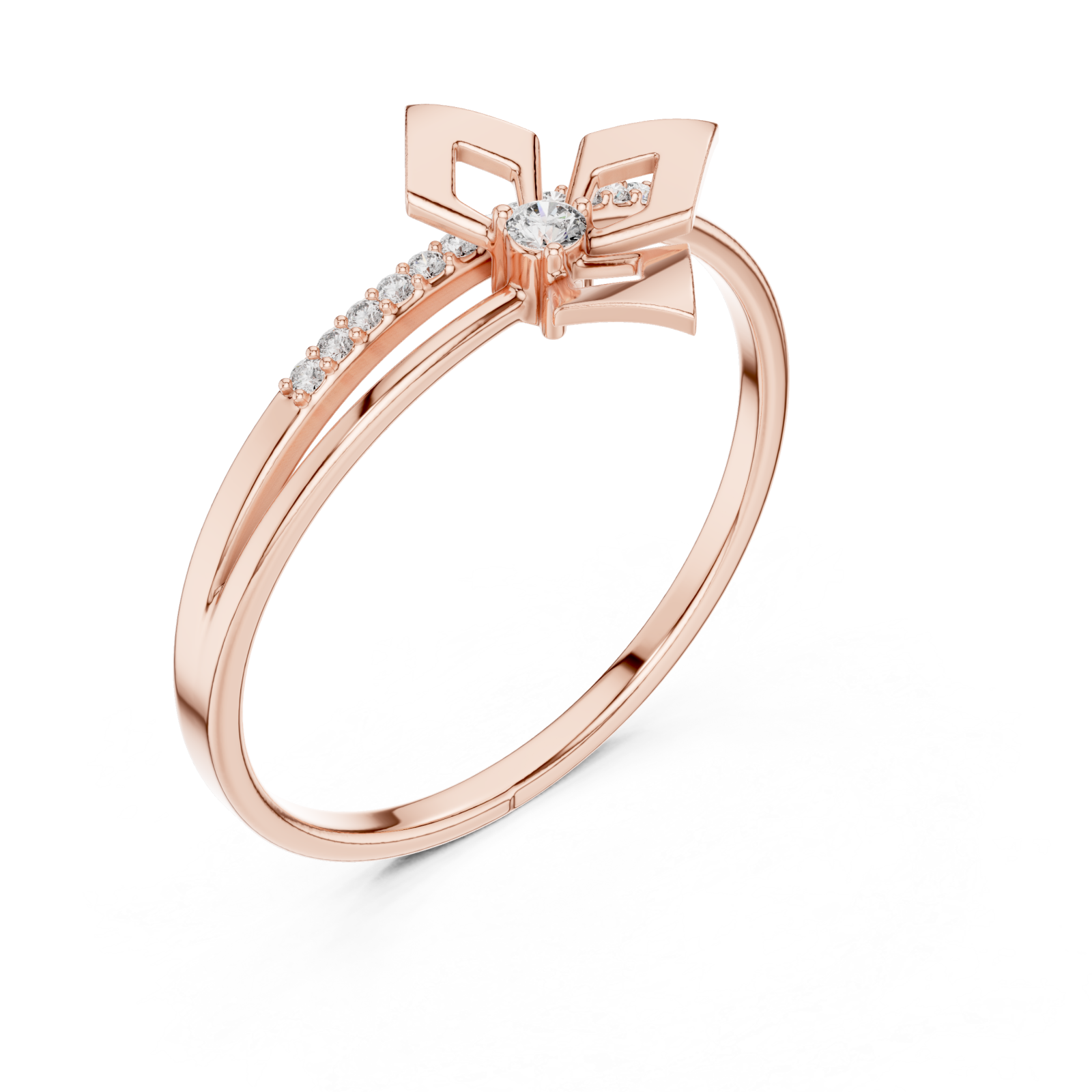  Rose Gold Ribbon Flourish Embrace Ring Right View