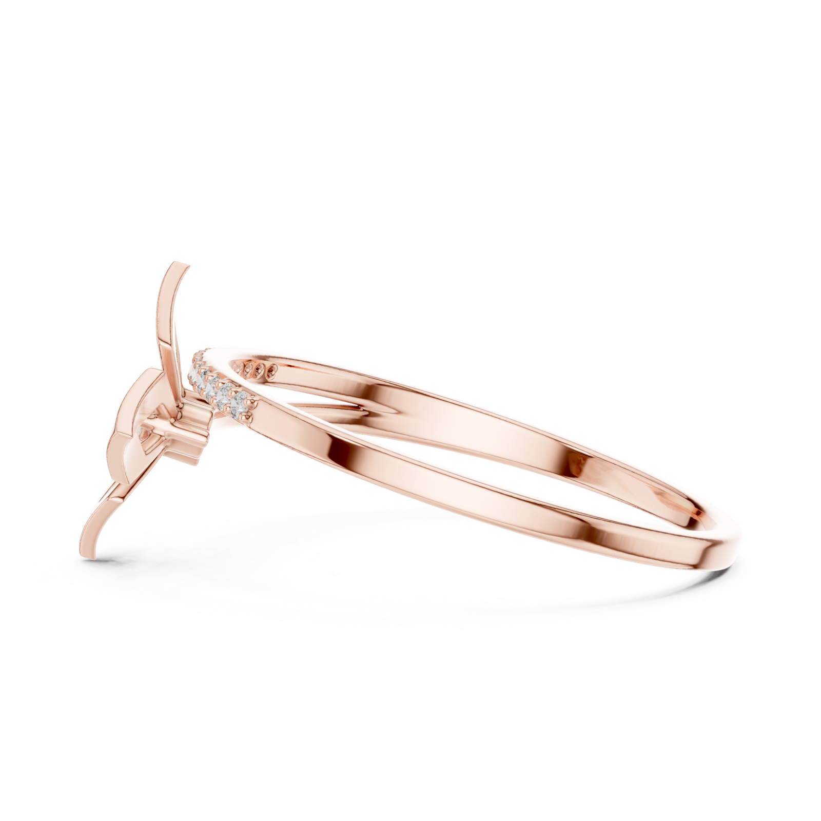  Rose Gold Ribbon Flourish Embrace Ring Side View