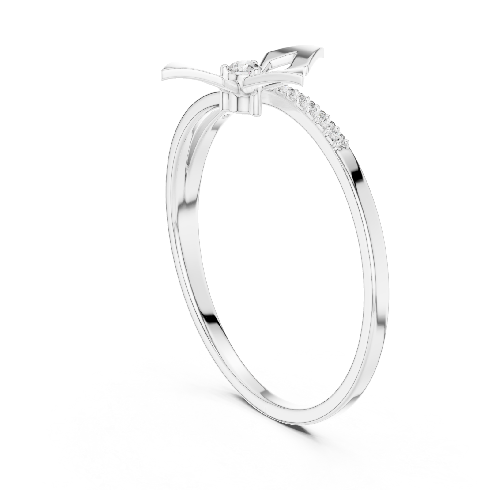  White Gold Ribbon Flourish Embrace Ring Left View