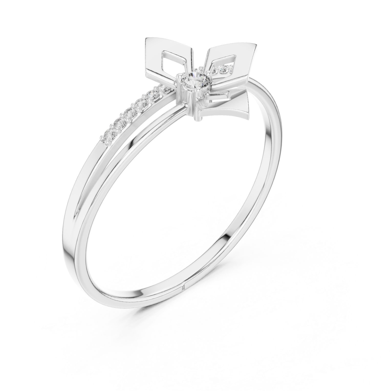  White Gold Ribbon Flourish Embrace Ring Right View