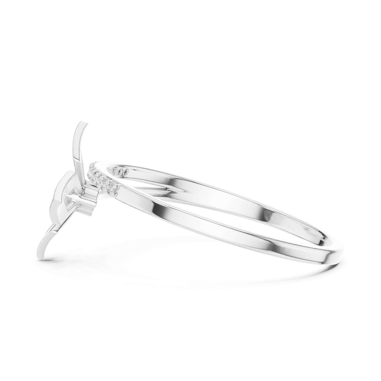 White Gold Ribbon Flourish Embrace Ring Side View