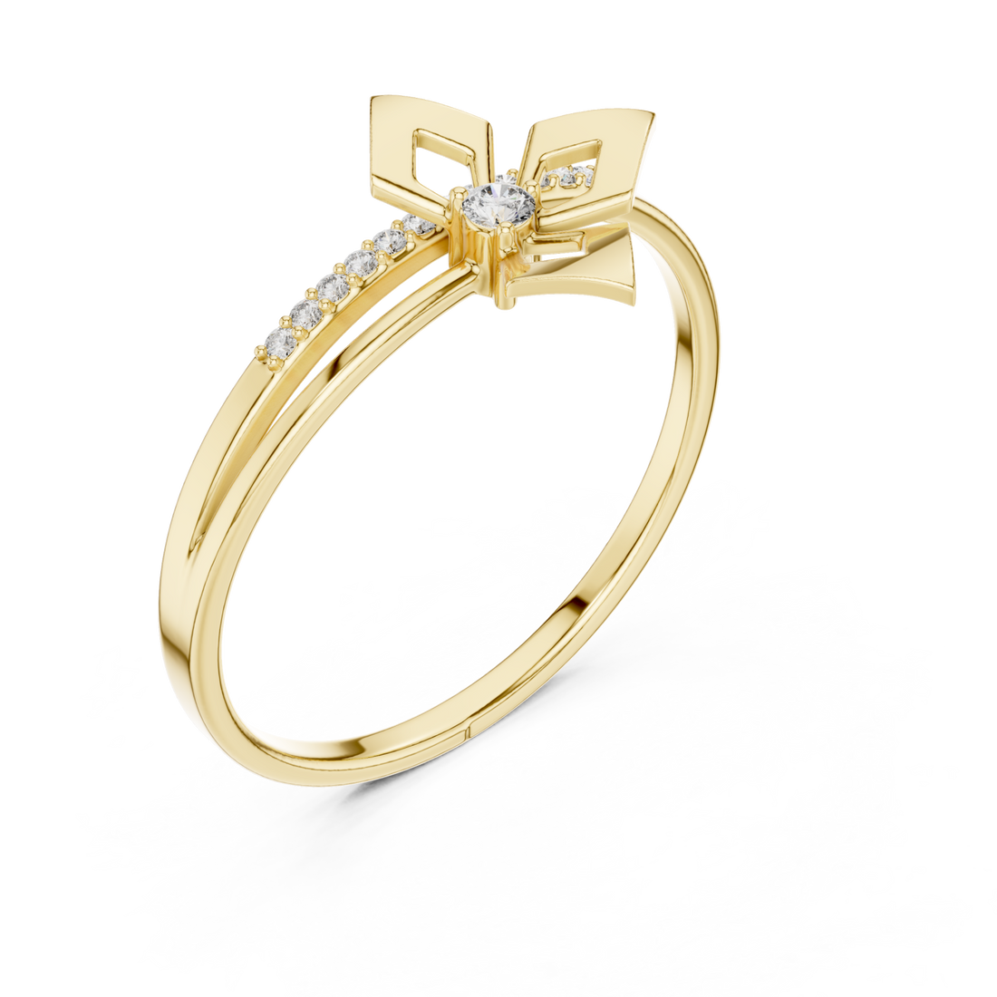 Gold Ribbon Flourish Embrace Ring Right View