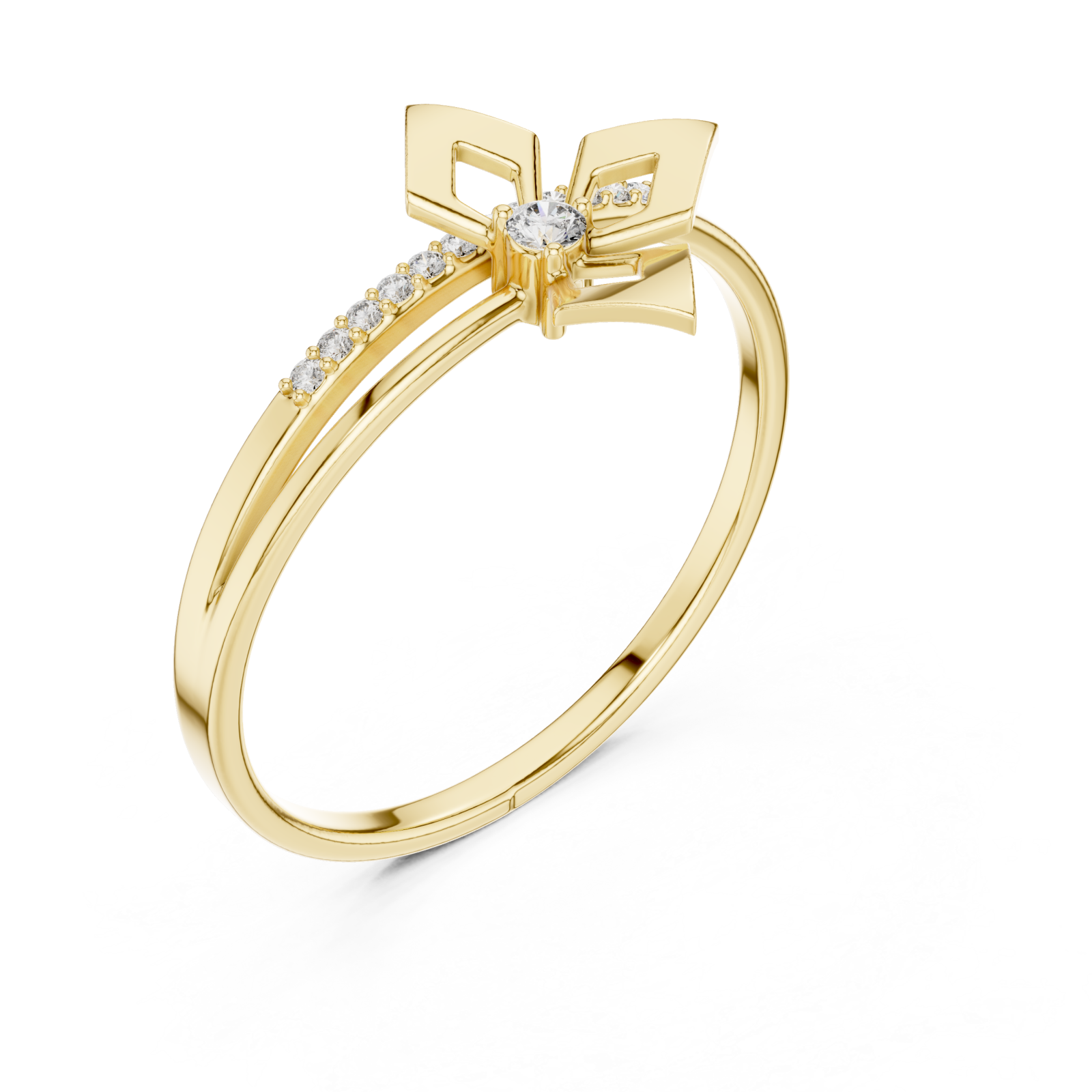 Gold Ribbon Flourish Embrace Ring Right View