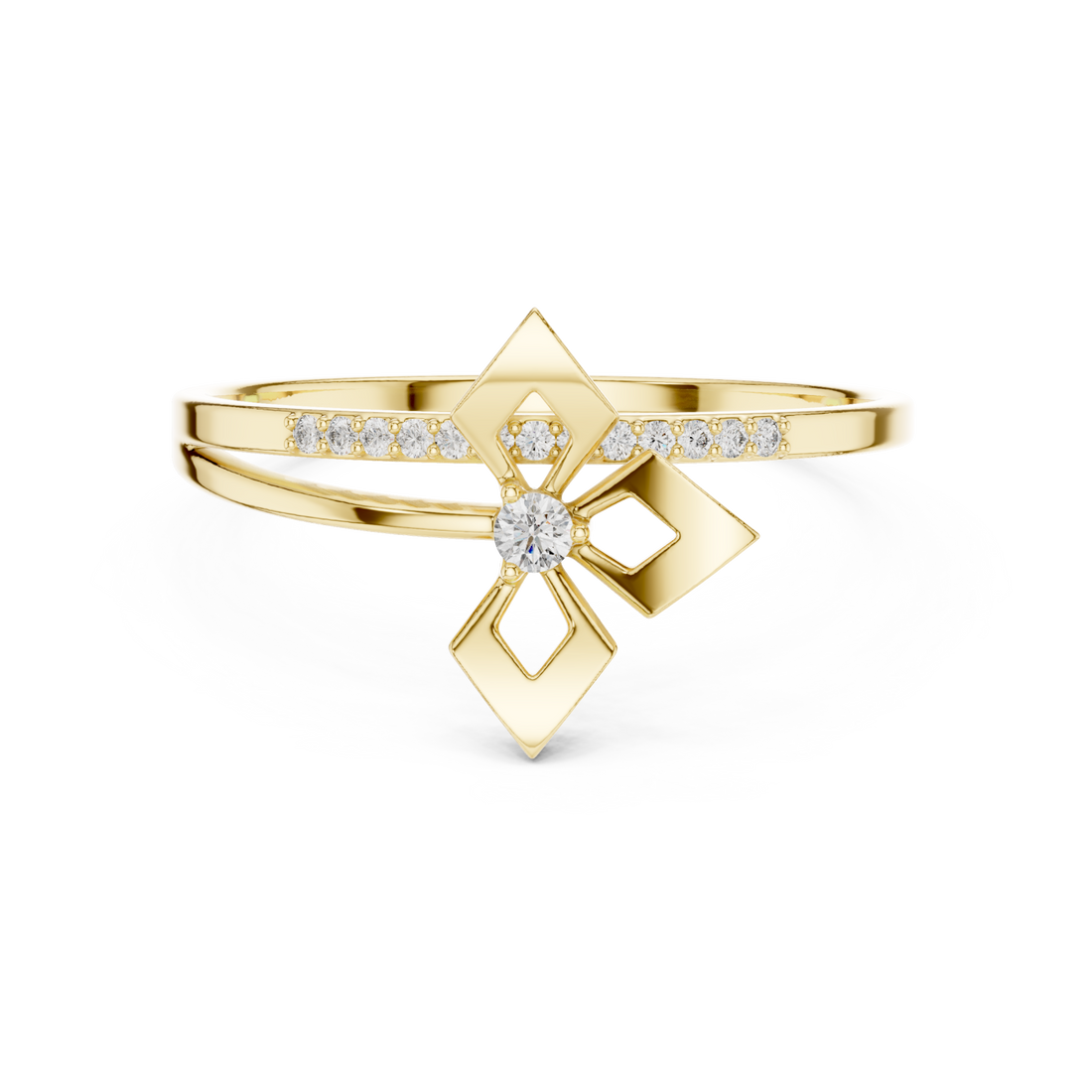 Gold Ribbon Flourish Embrace Ring Right View