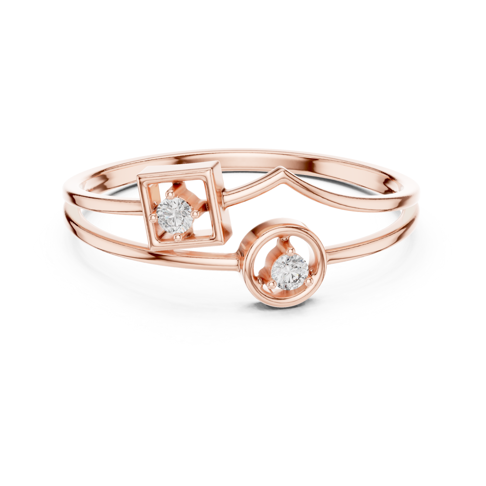  Rose Gold Symmetry Echoed Unity Ring Front View
