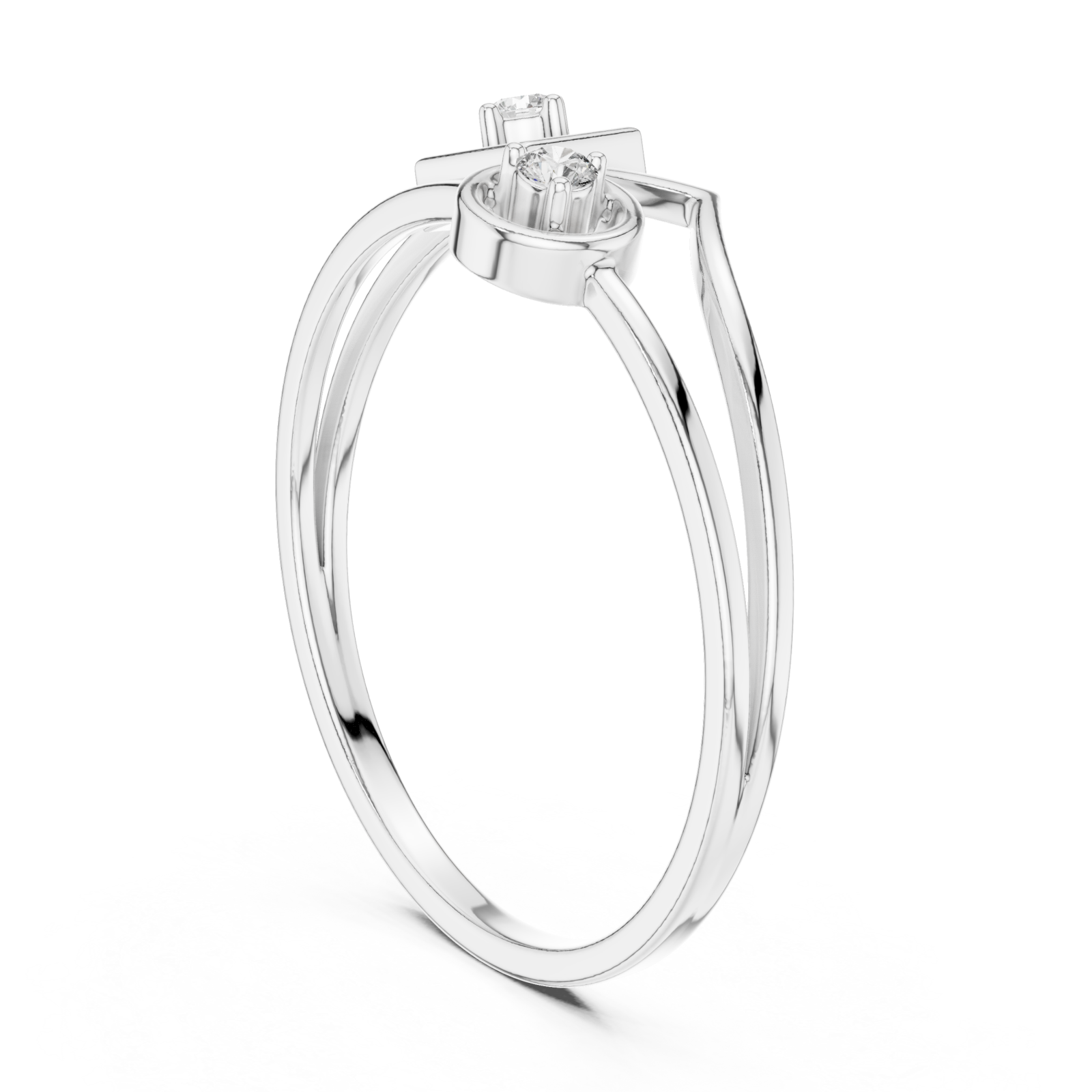  White Gold Symmetry Echoed Unity Ring Left View