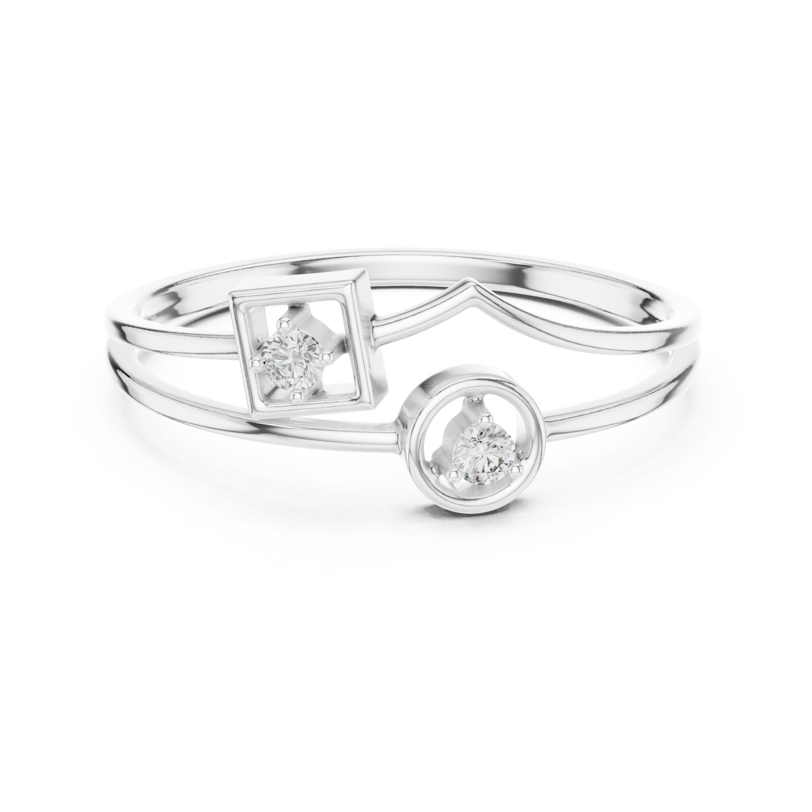  White Gold Symmetry Echoed Unity Ring Front View