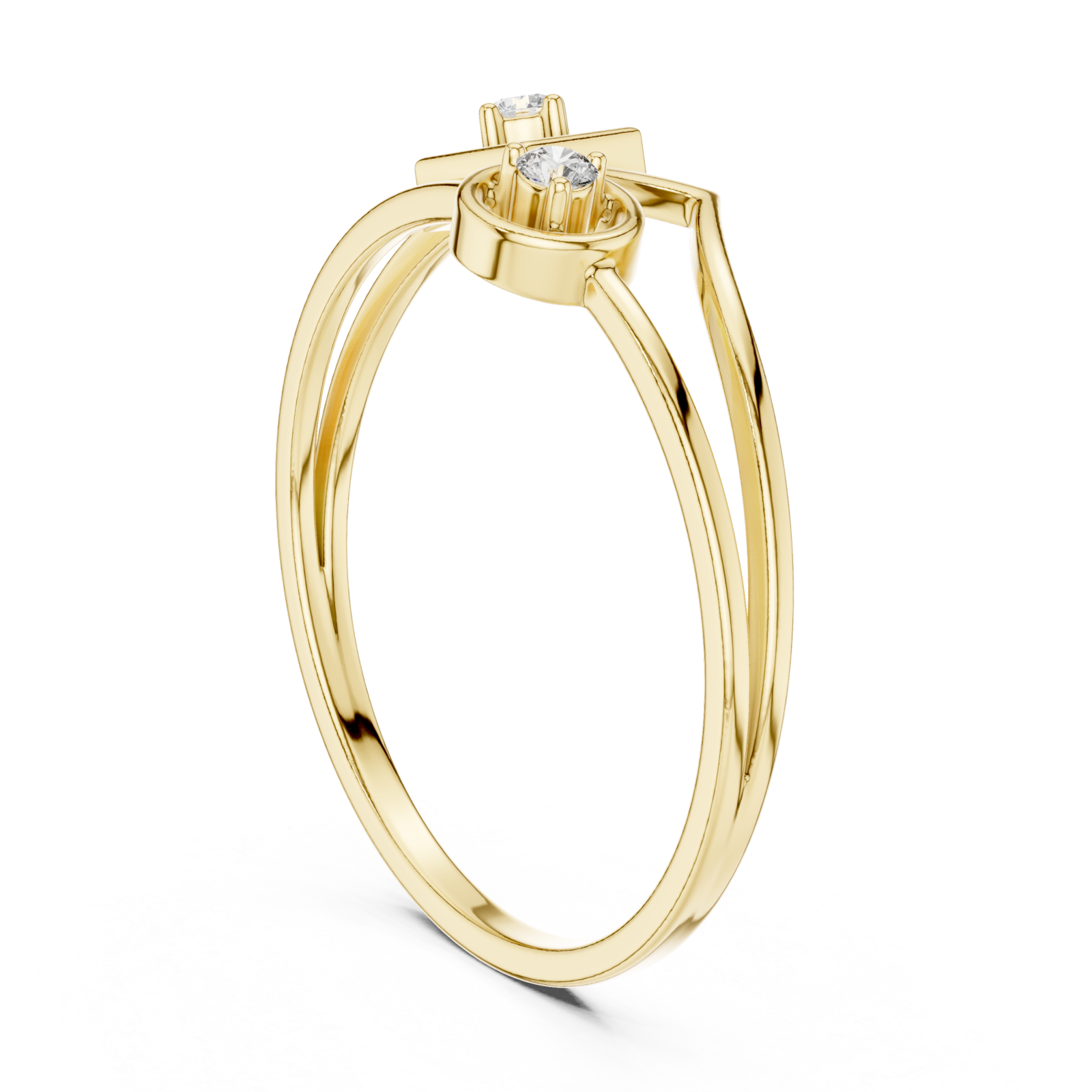  Gold Symmetry Echoed Unity Ring Left View