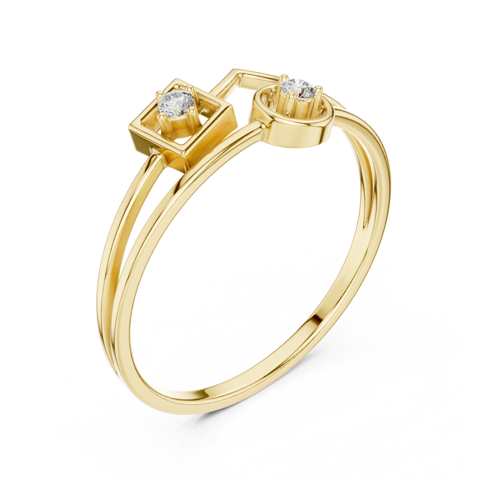 Gold Symmetry Echoed Unity Ring Right View