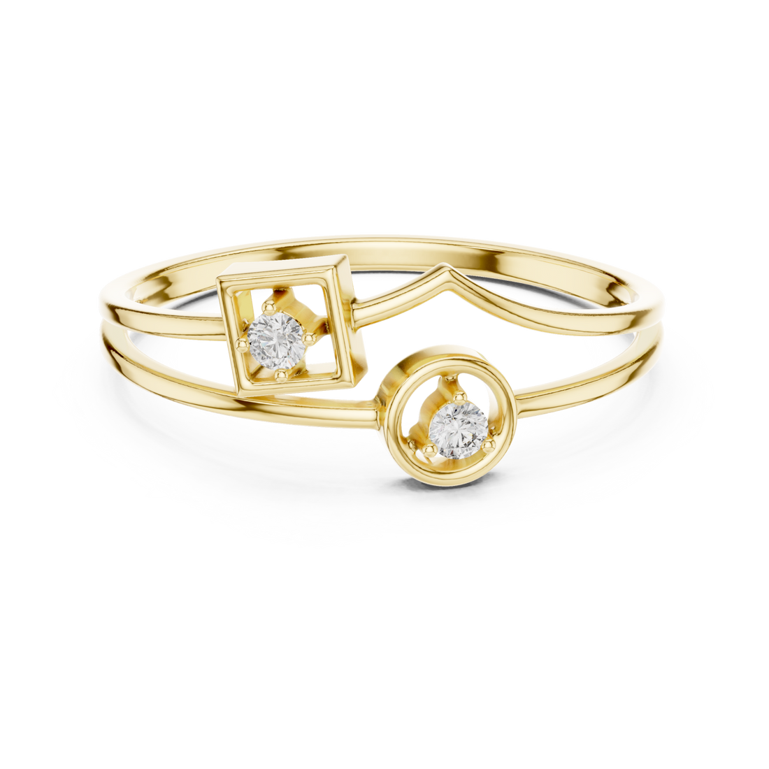 Gold Symmetry Echoed Unity Ring Right View