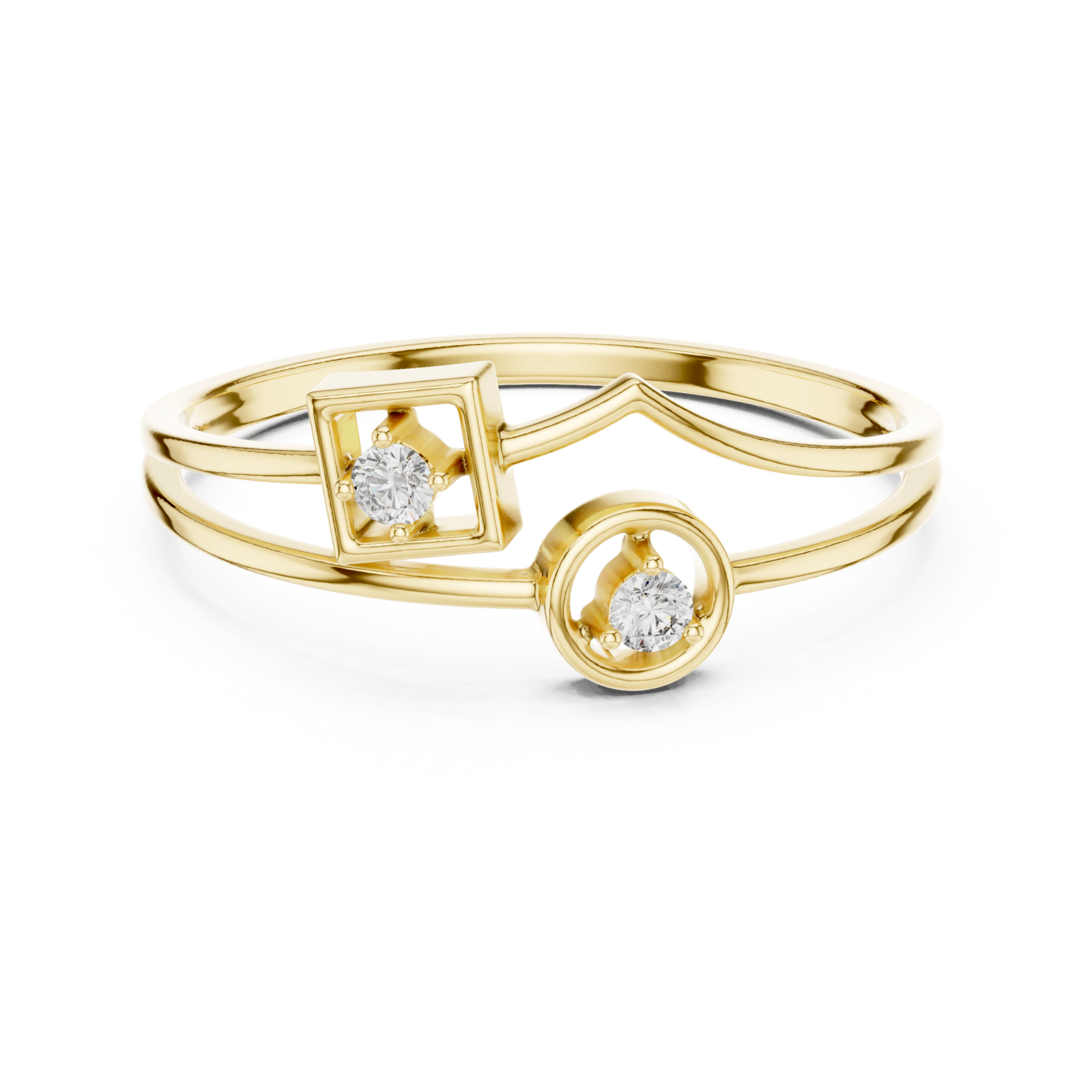  Gold Symmetry Echoed Unity Ring Front View